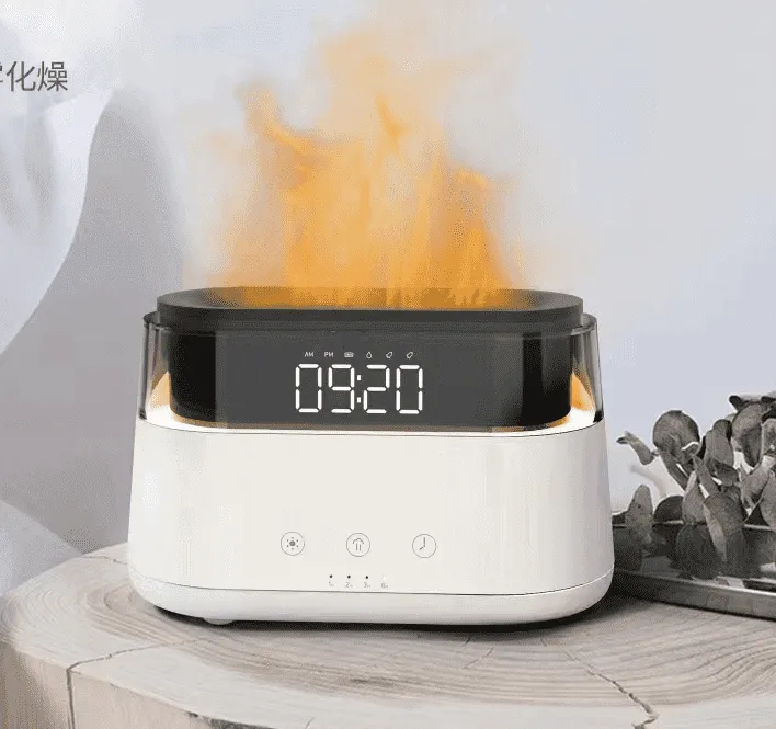 Modern Aroma Diffuser - Led Clock - Flame Effect