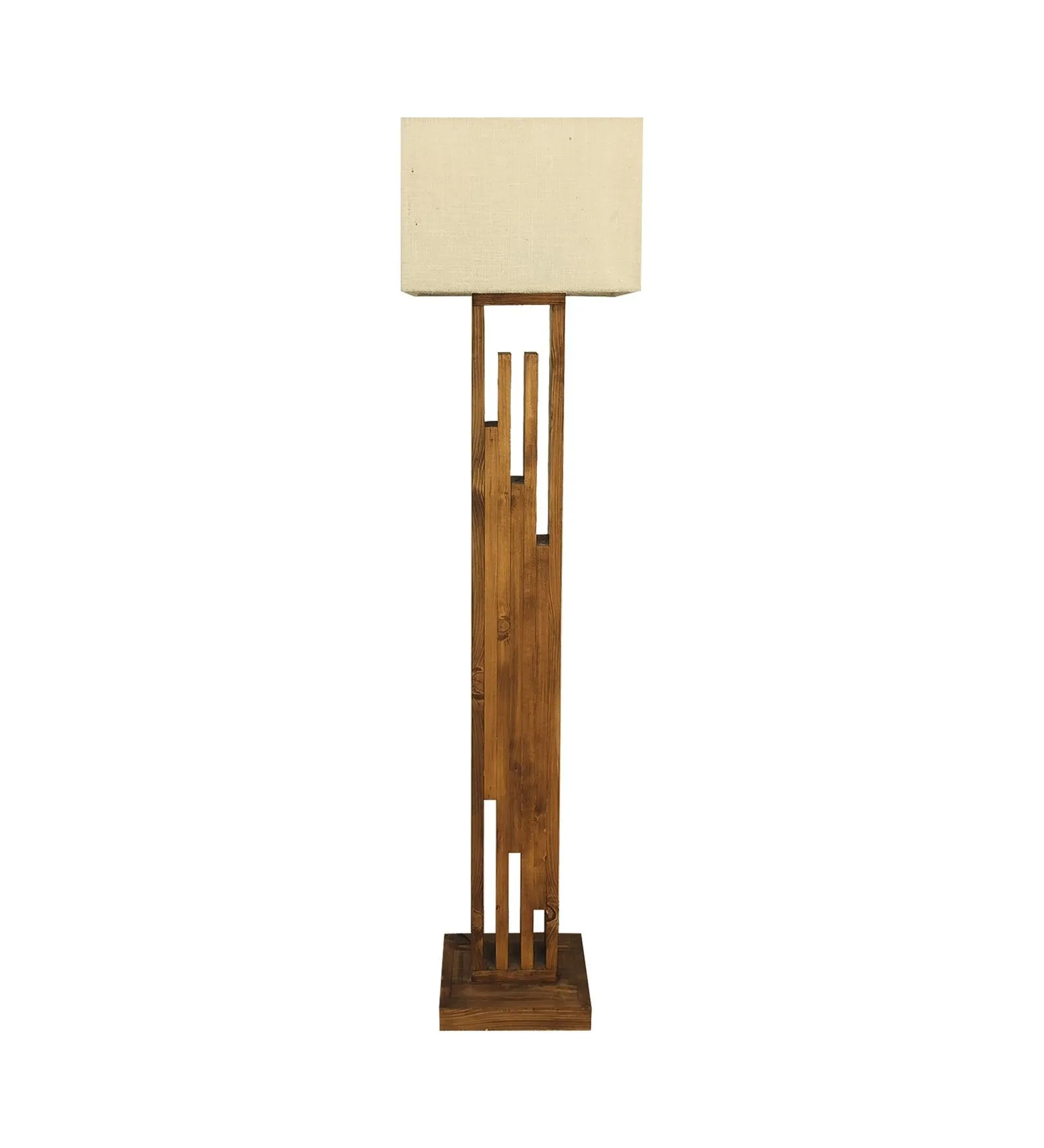 Modern Pinewood Victoria Floor Lamp – Elegant Square Design