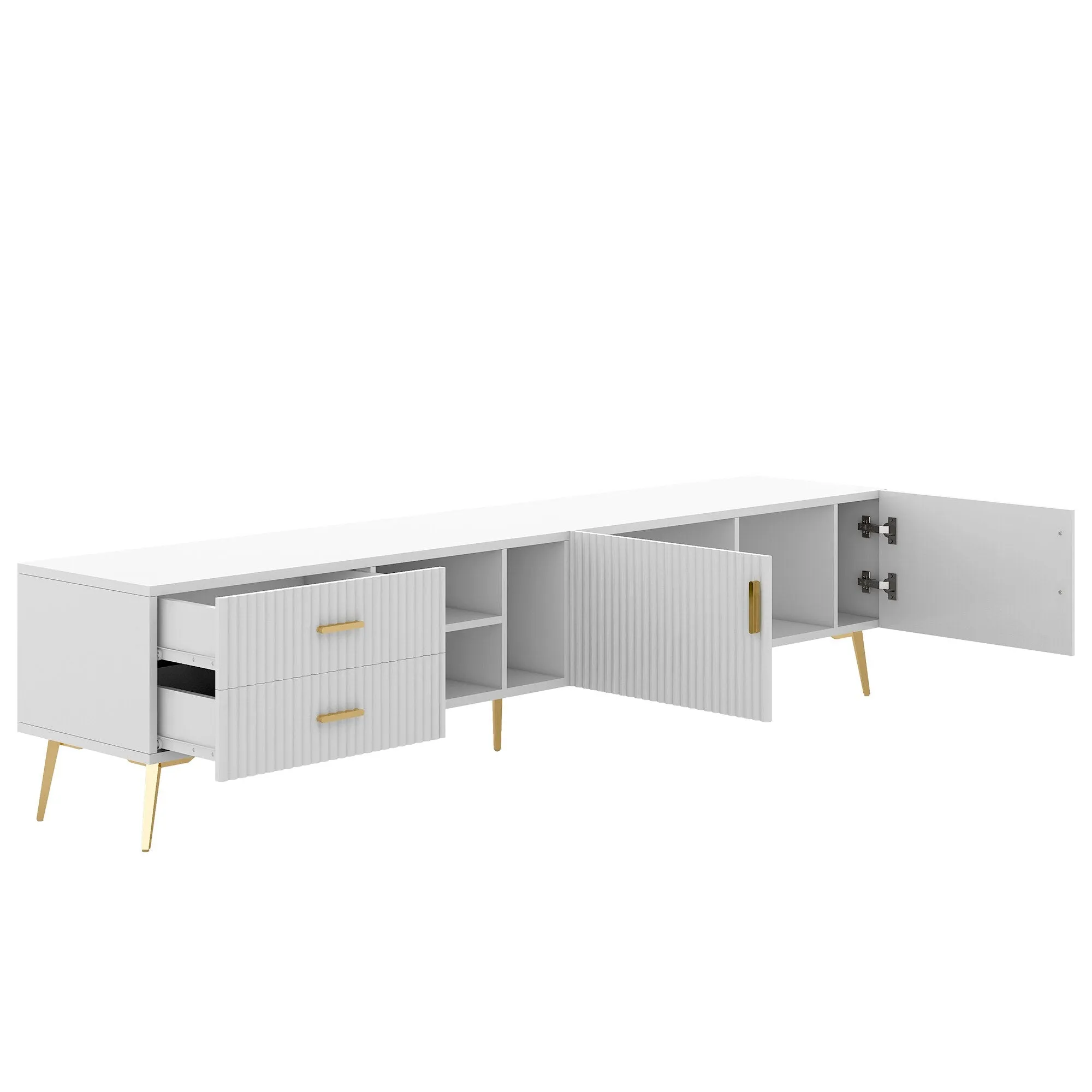 Modern TV Stand with Champagne Legs, Durable and Stylish