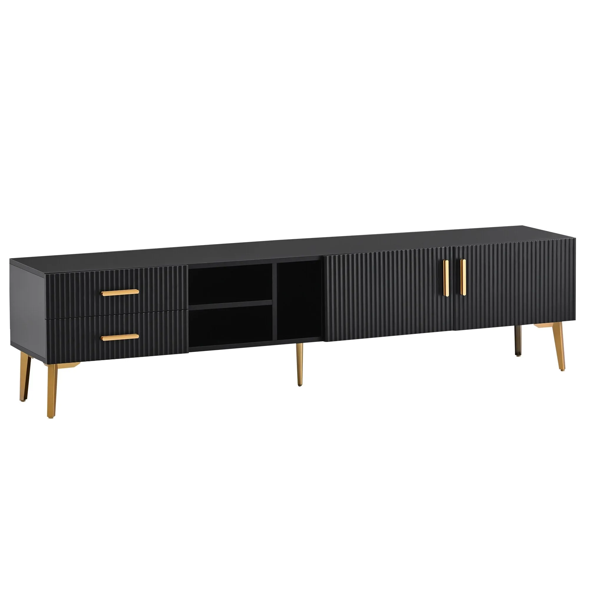 Modern TV Stand with Champagne Legs, Durable and Stylish