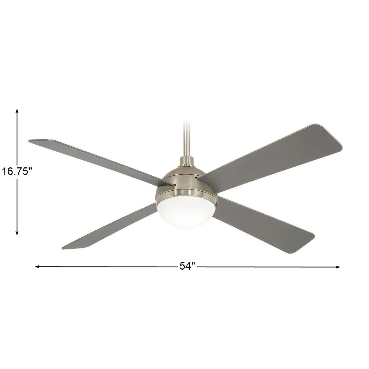 Orb LED 54" Steel and Nickel Ceiling Fan with Remote