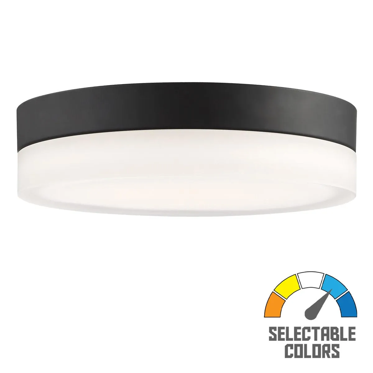 PI 9 Inch LED Flush Mount Light Selectable CCT 120V Matte Black Finish