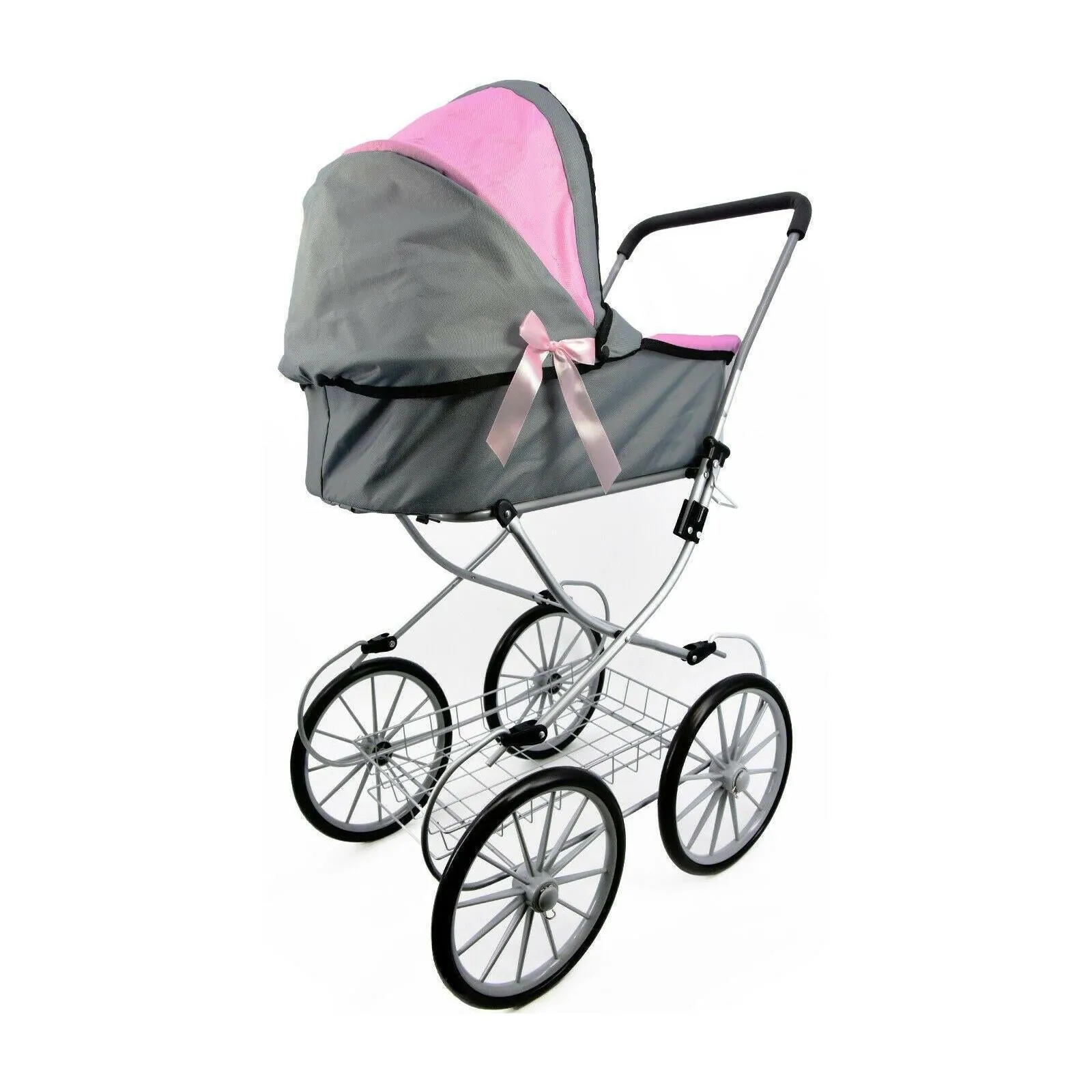 Pink and Grey Vintage Cambridge Doll Pram