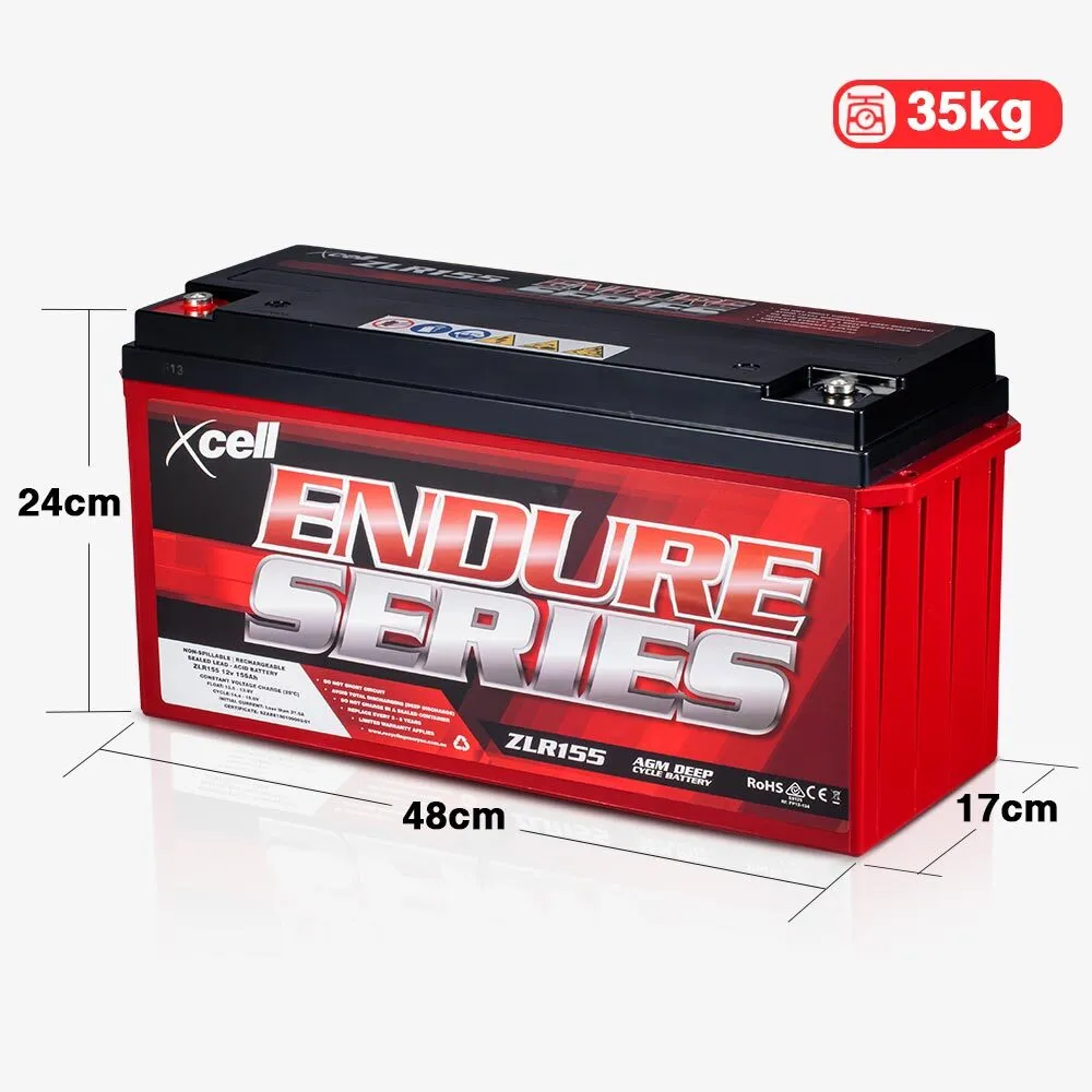 Portable 12V 155Ah AGM Deep Cycle Battery, 3000 Cycles - X-CELL