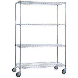 Rolling Wire Shelving Cart 18 x 48 x 78 With Wire Shelves