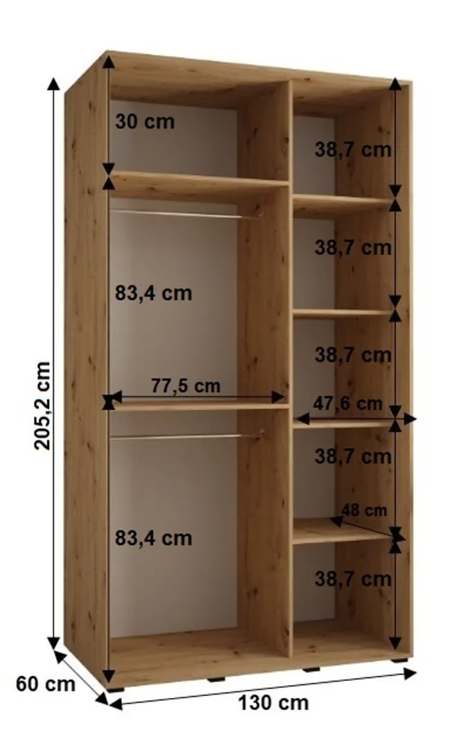 Sapporo I Sliding Door Wardrobe 130cm