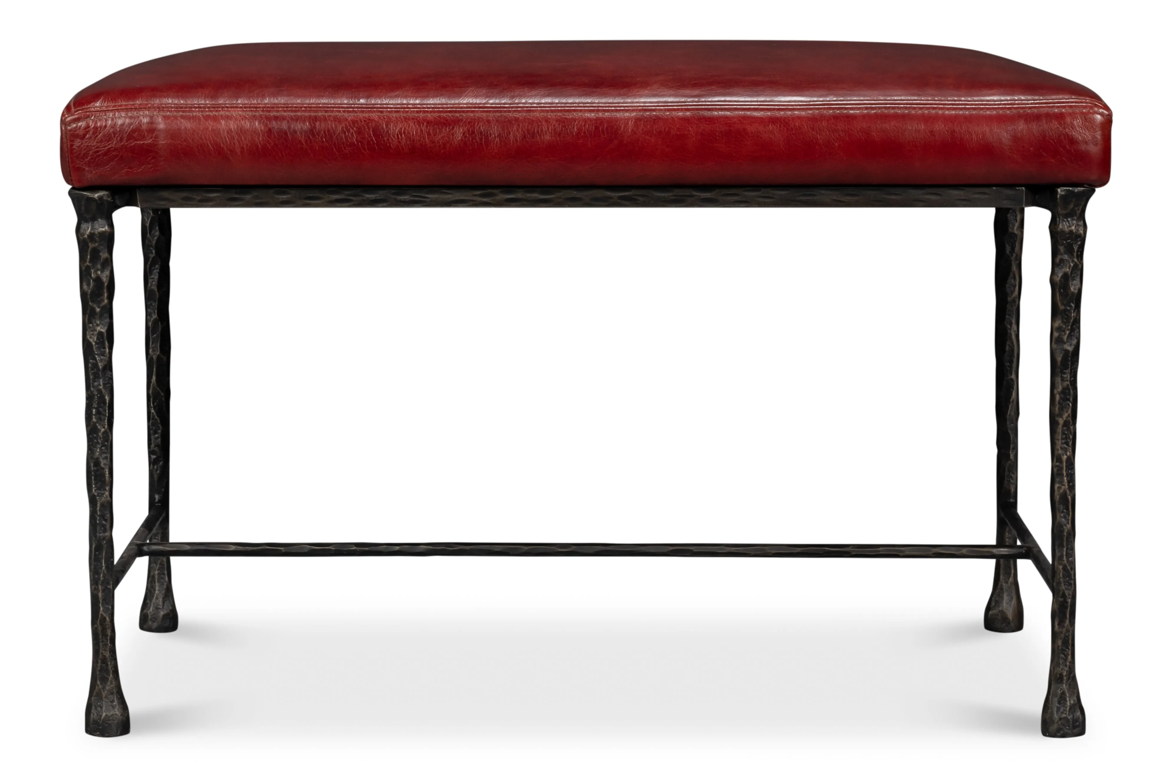 Sarreid - Kings Road Bench  Leather - Red - Transitional