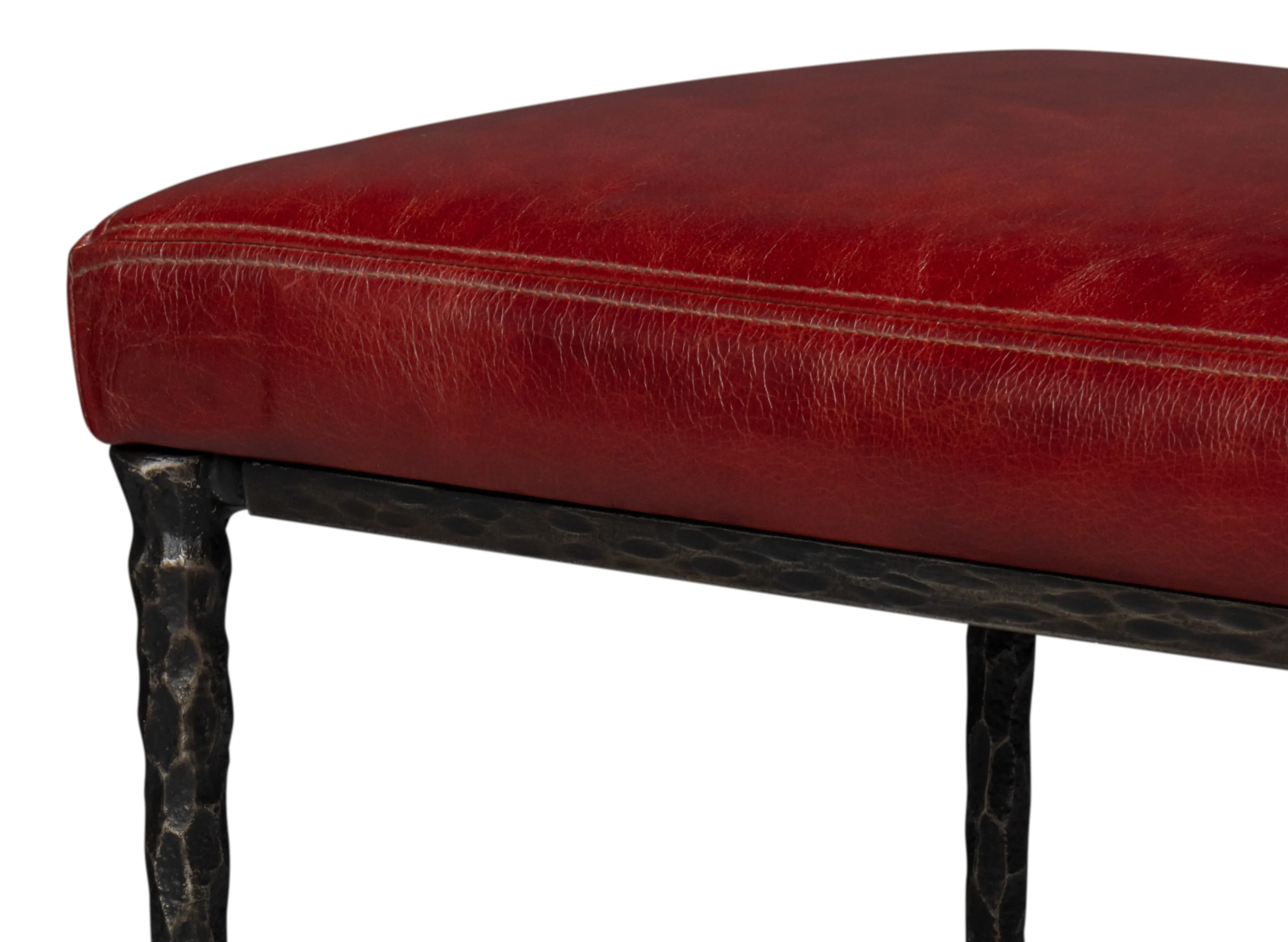 Sarreid - Kings Road Bench  Leather - Red - Transitional