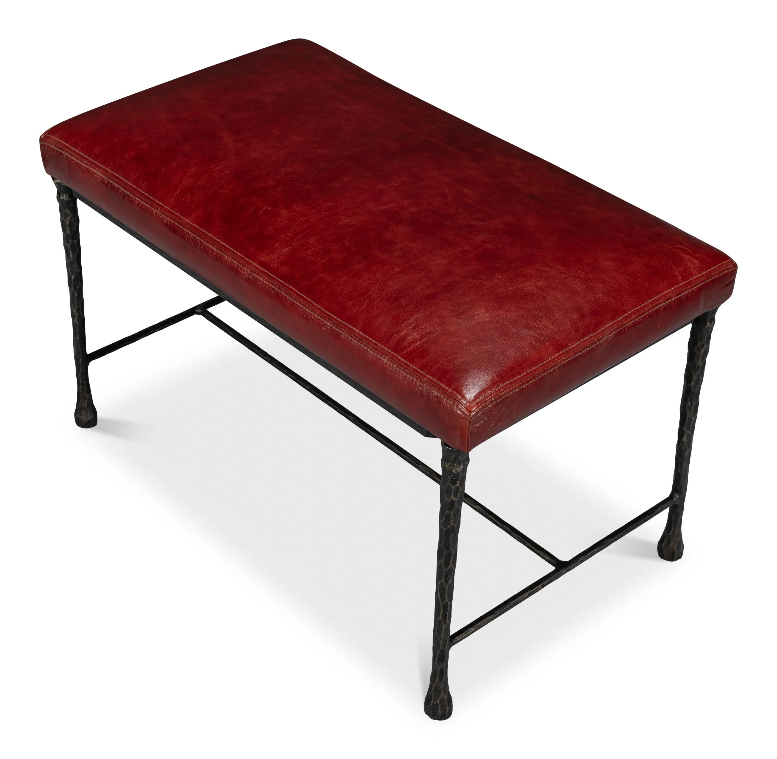 Sarreid - Kings Road Bench  Leather - Red - Transitional