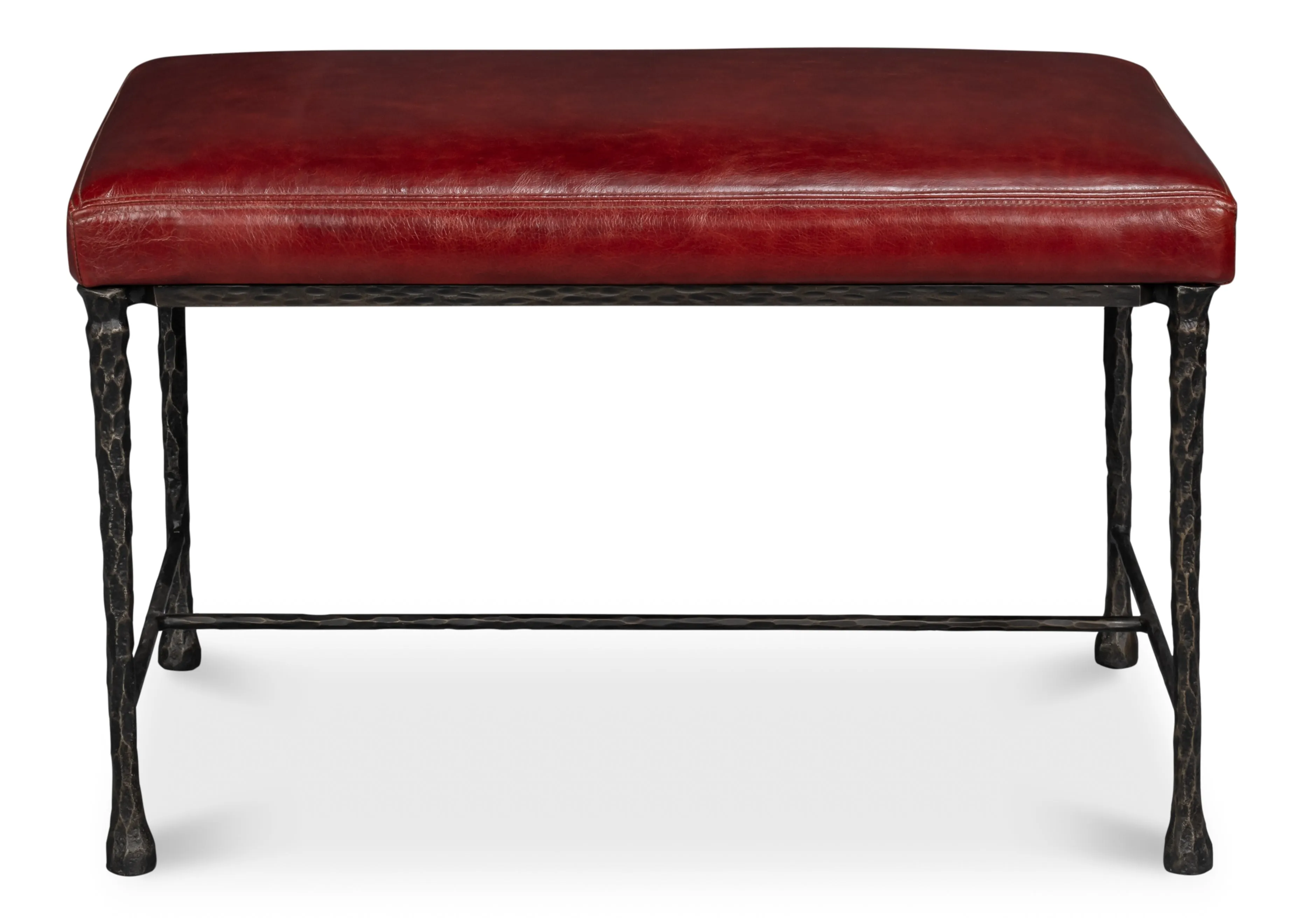 Sarreid - Kings Road Bench  Leather - Red - Transitional