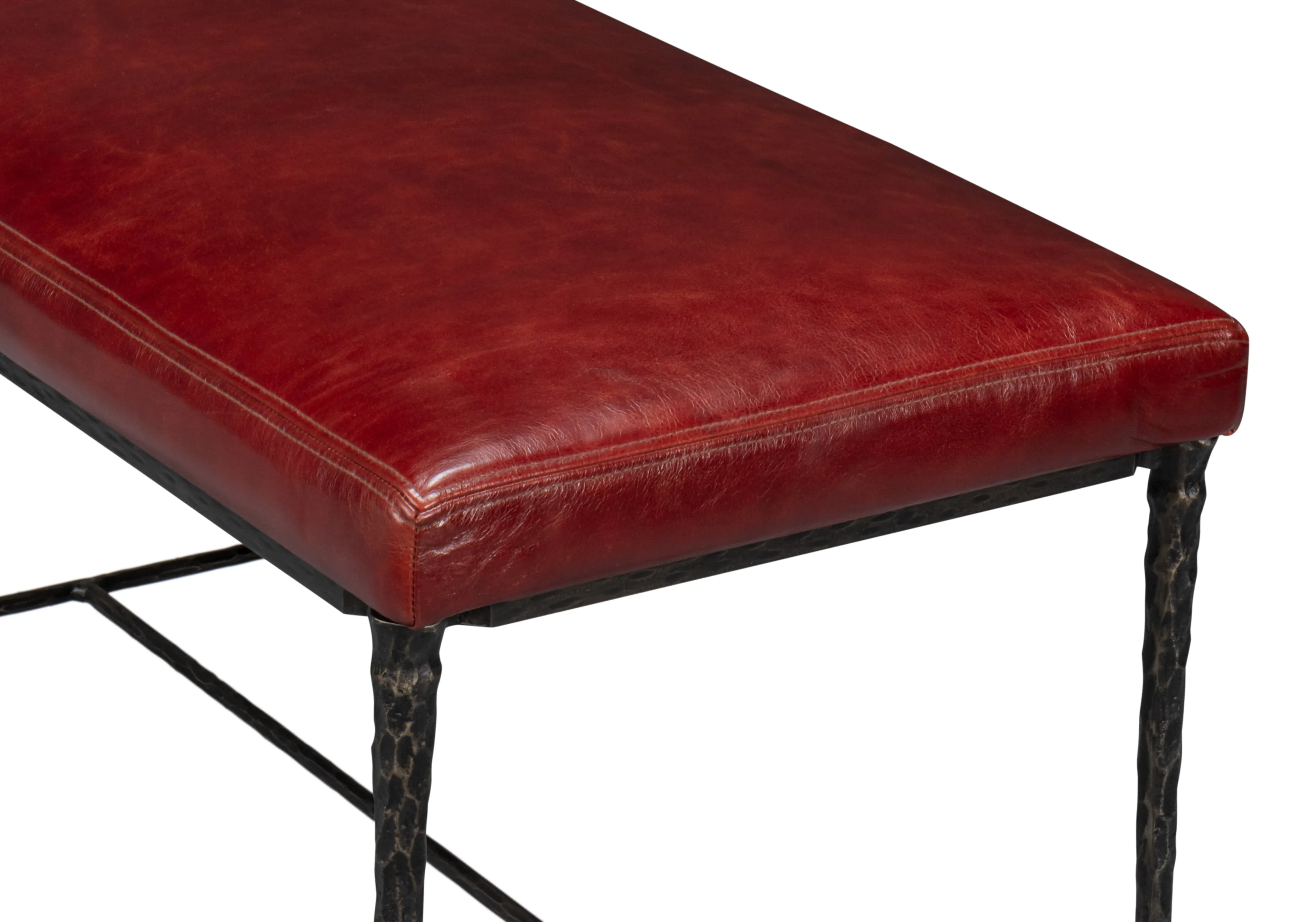 Sarreid - Kings Road Bench  Leather - Red - Transitional