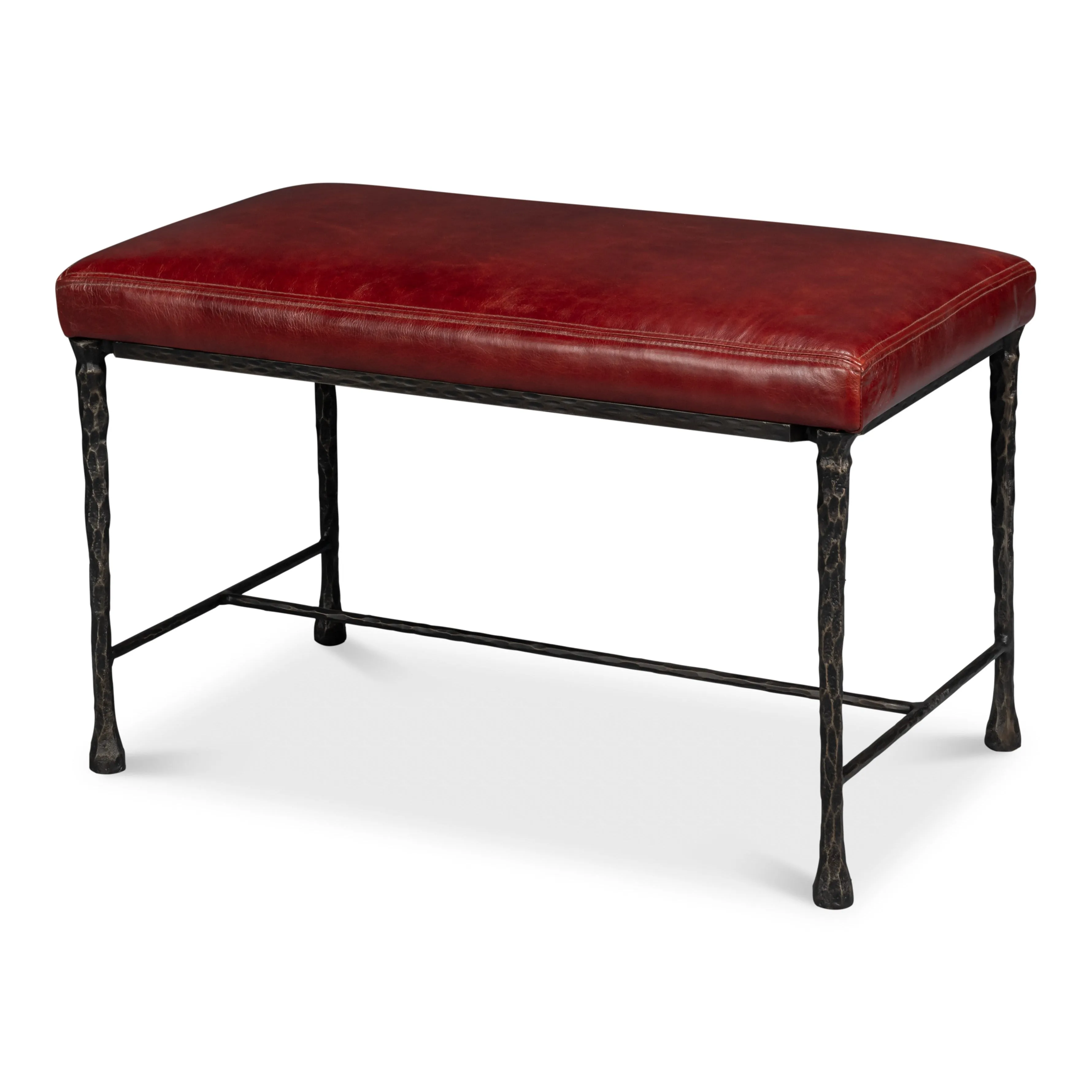 Sarreid - Kings Road Bench  Leather - Red - Transitional