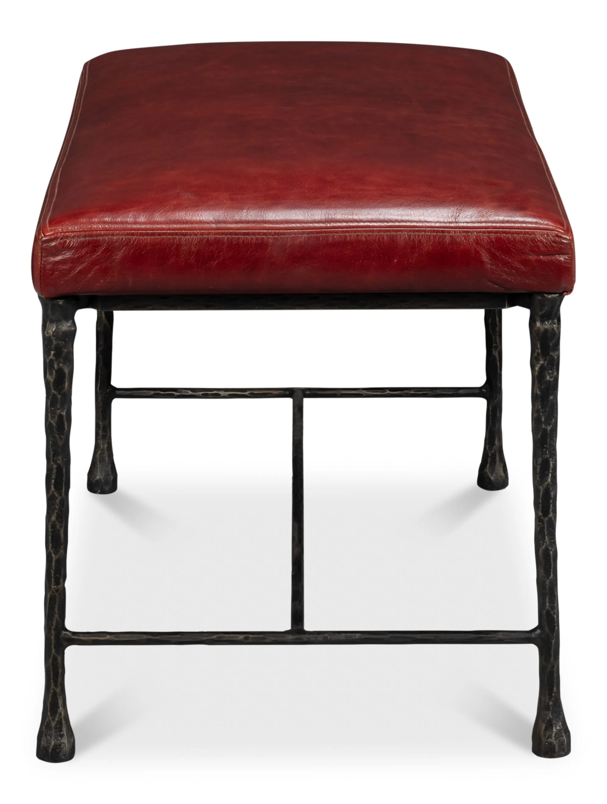 Sarreid - Kings Road Bench  Leather - Red - Transitional