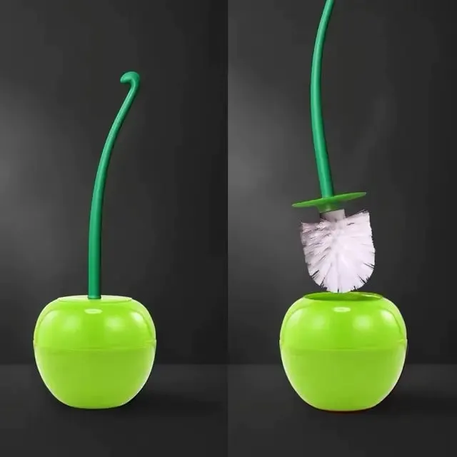 Sharu Bliss Creative Lovely Cherry Shape Toilet Brush Holder Set - Charming and Functional Bathroom Decor