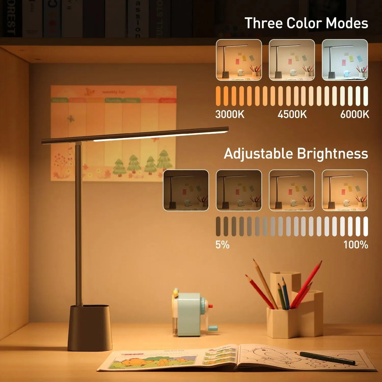 Smart LED Desk Lamp: Eye-Protection & Dimmable Lighting Solution