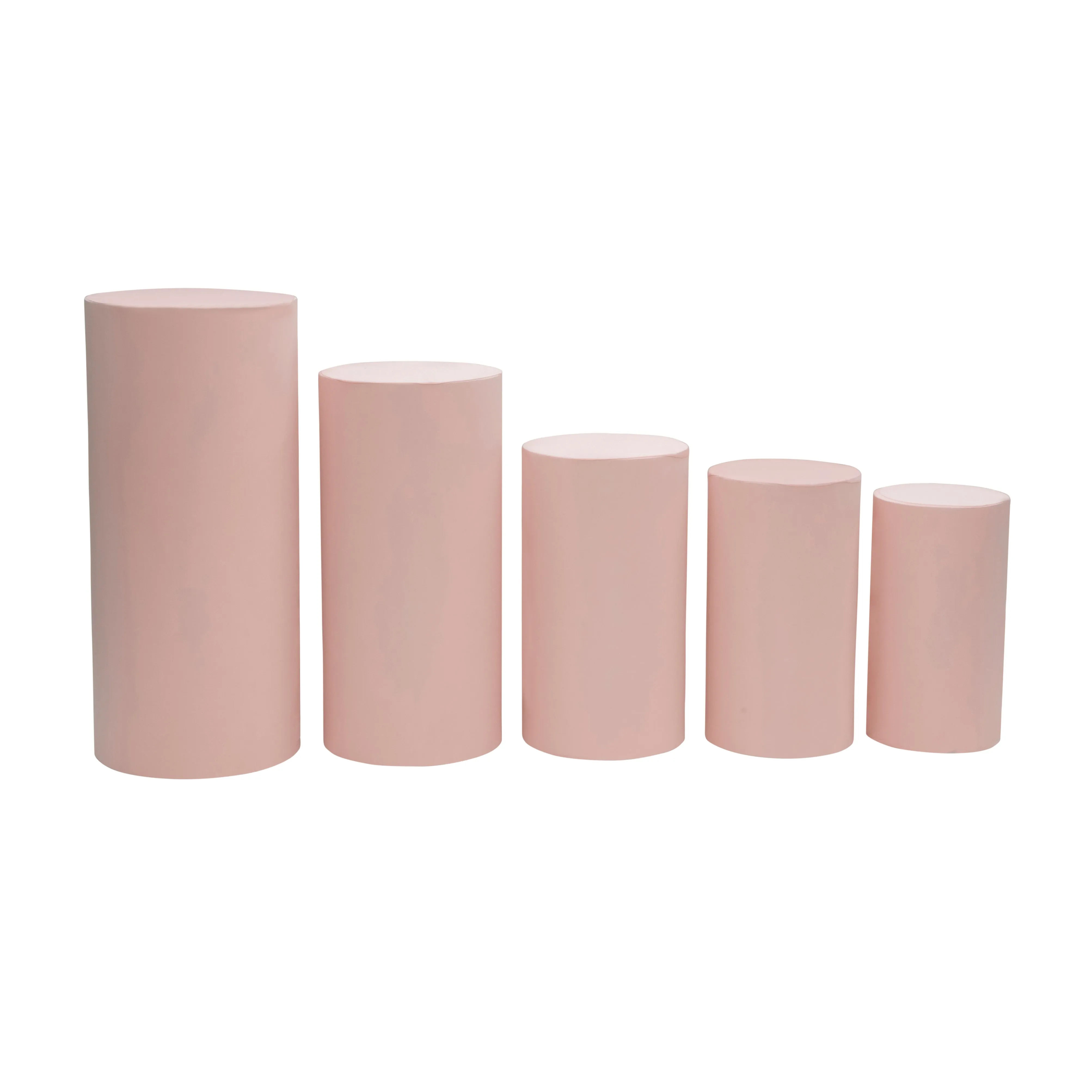 Spandex Pillar Covers for Metal Cylinder Pedestal Stands 5 pcs/set - Blush/Rose Gold