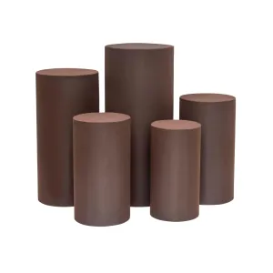 Spandex Pillar Covers for Metal Cylinder Pedestal Stands 5 pcs/set - Chocolate Brown