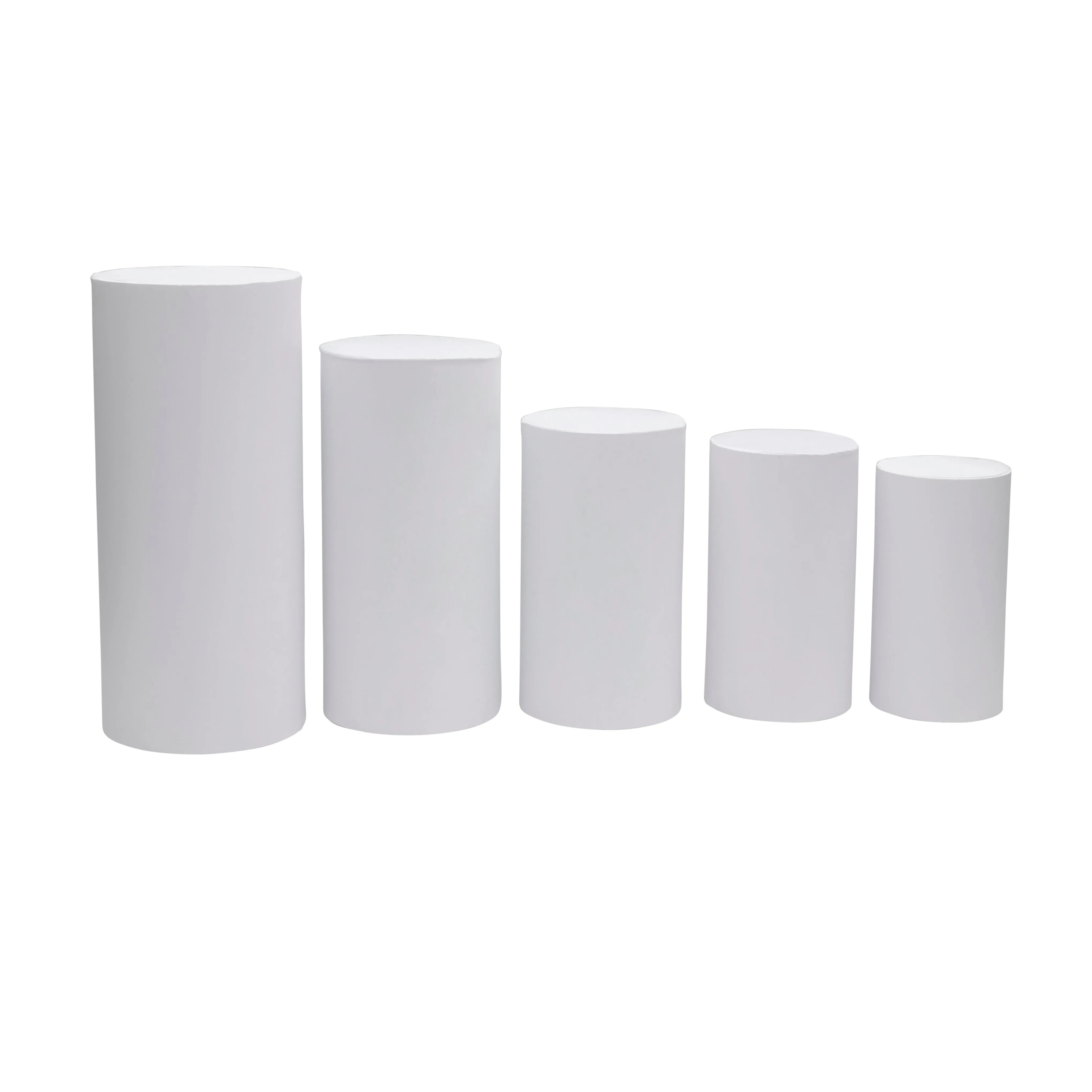 Spandex Pillar Covers for Metal Cylinder Pedestal Stands 5 pcs/set - White