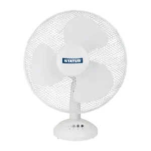 Status 12" Oscillating White Desktop Fan