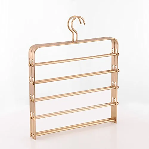 SWEET&HONEY Aluminum Trousers Pants Hanger Cloth Hanger Multi-Functional Metal Multi-Layer Wardrobe Magic Hanger-Golden 32x33cm(13x13inch)