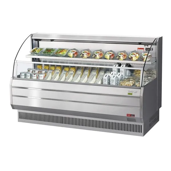 Turbo Air TOM-75LS-N 14.8 cu.ft. 76" 115V Stainless Steel Low Profile Refrigerated Horizontal Open Display Case