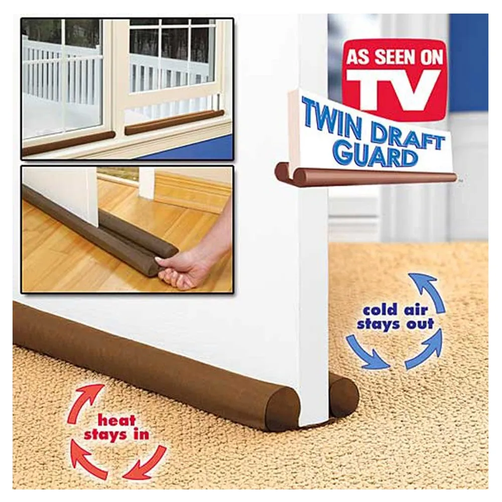 Twin Draft Guard for Doors & Windows - Brown- Set of 2