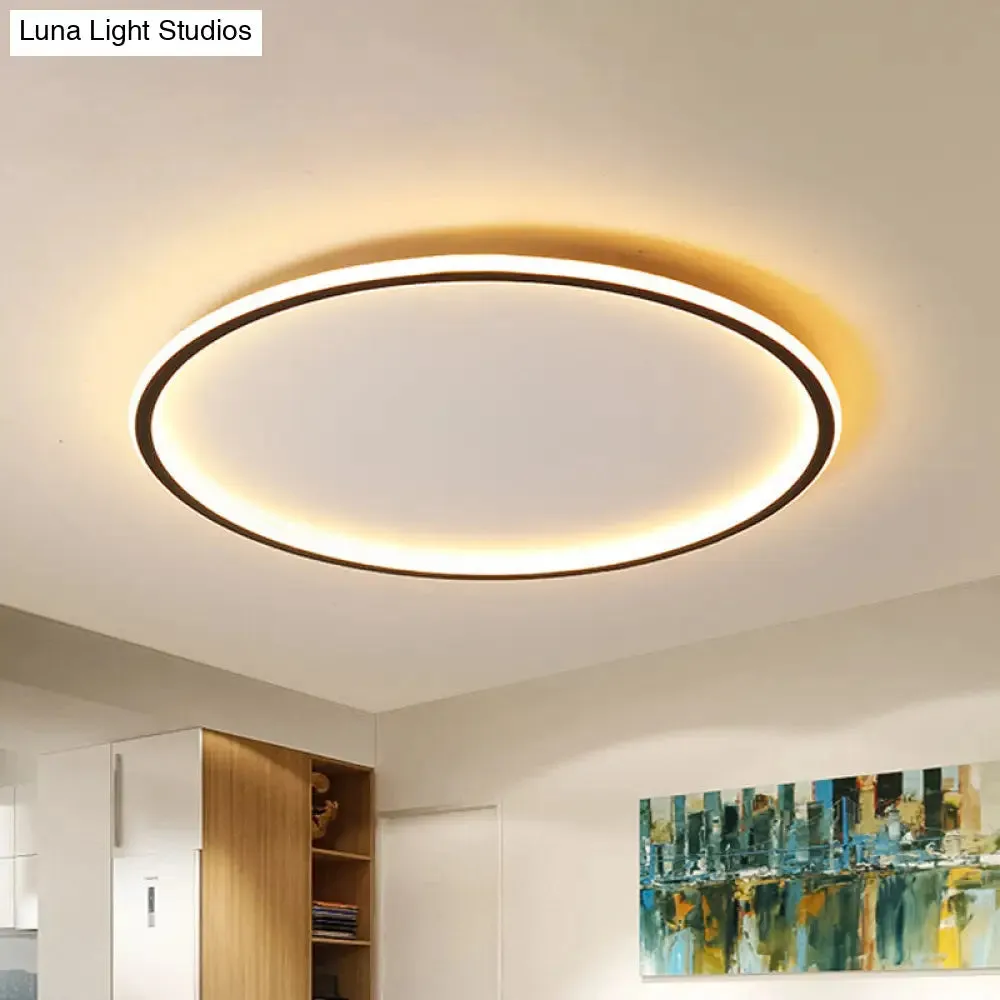 Ultrathin Flush Mount LED Ceiling Lamp in Black - Simple, Acrylic Design for Living Room - 16"/19.5"/23.5" Width