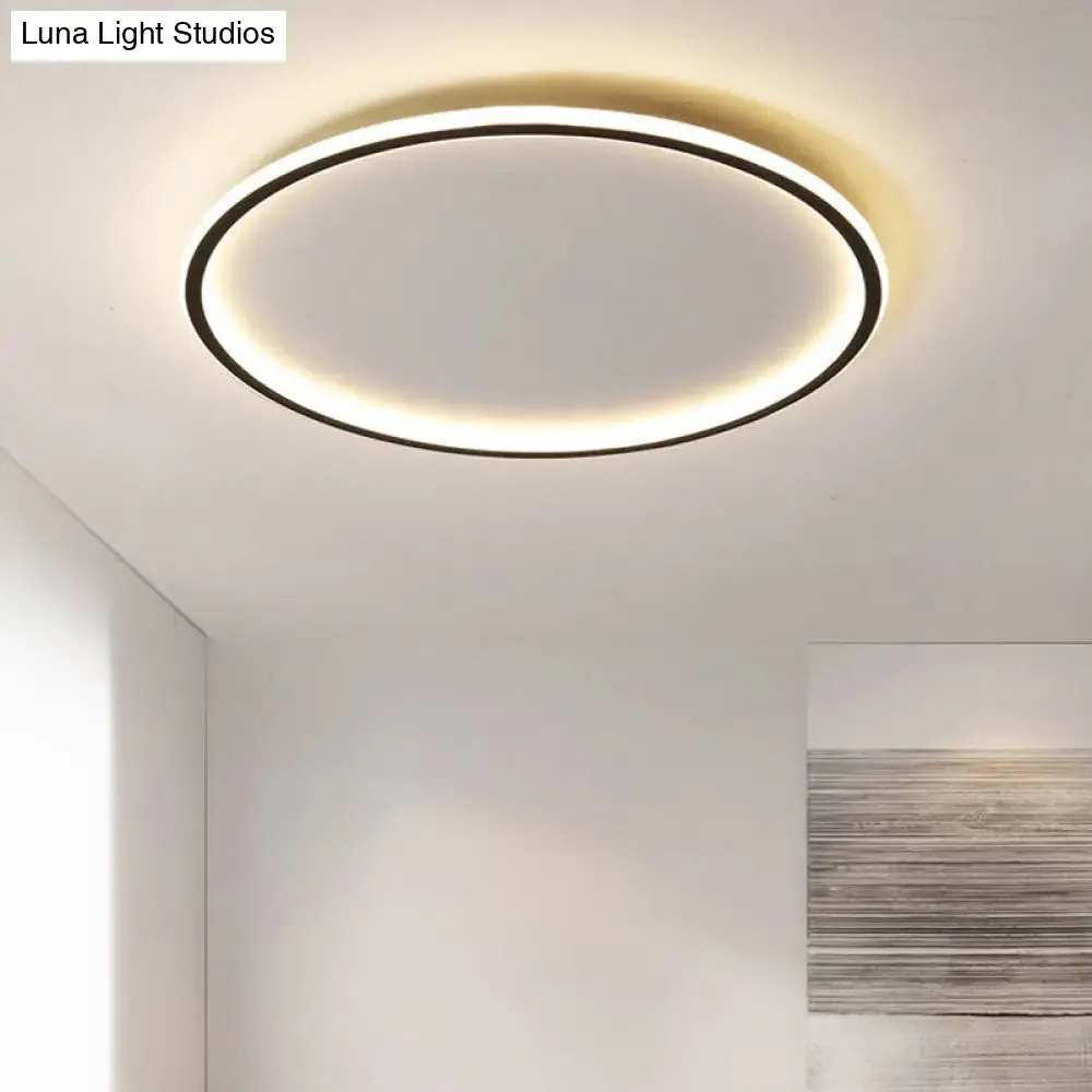 Ultrathin Flush Mount LED Ceiling Lamp in Black - Simple, Acrylic Design for Living Room - 16"/19.5"/23.5" Width