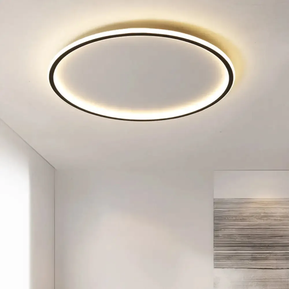 Ultrathin Flush Mount LED Ceiling Lamp in Black - Simple, Acrylic Design for Living Room - 16"/19.5"/23.5" Width