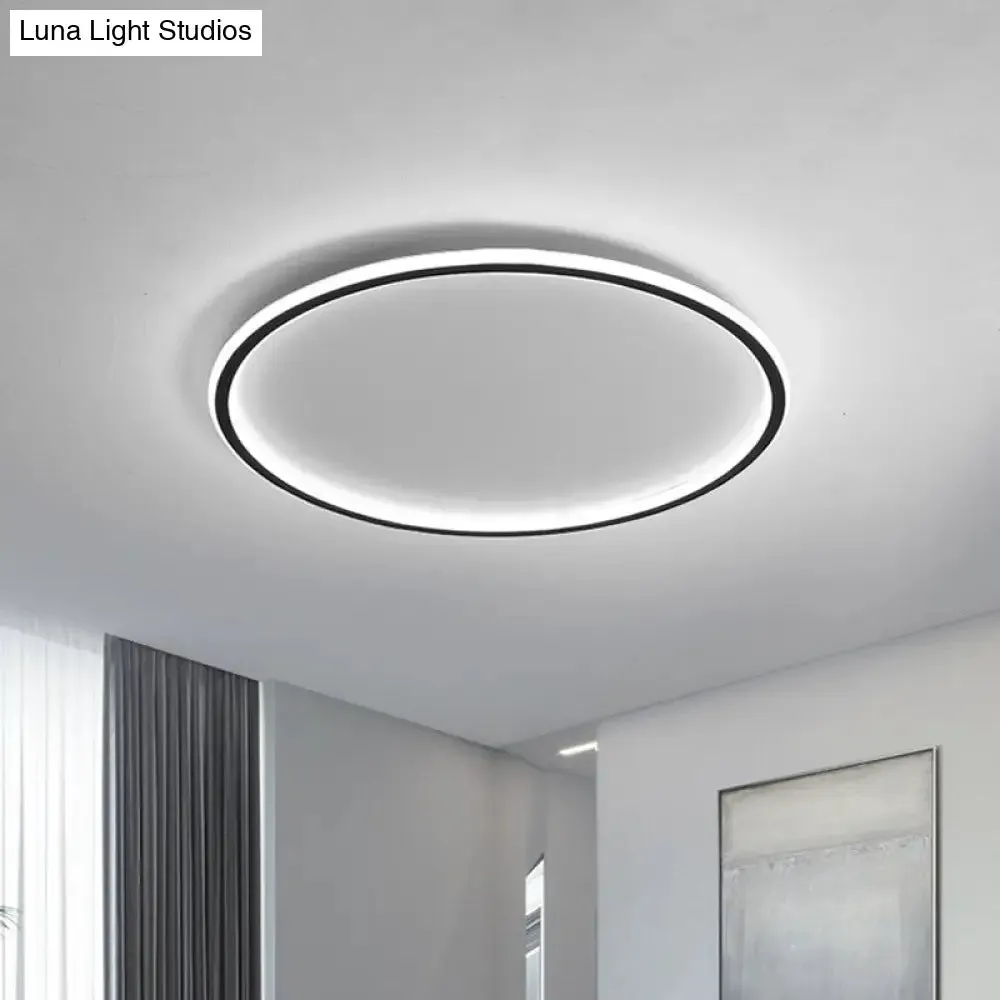 Ultrathin Flush Mount LED Ceiling Lamp in Black - Simple, Acrylic Design for Living Room - 16"/19.5"/23.5" Width