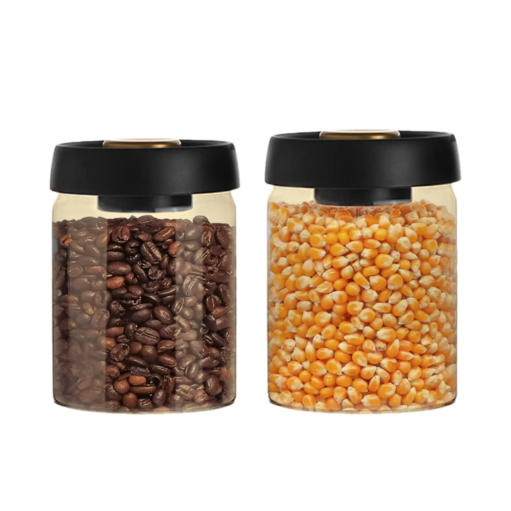 UMAI Borosilicate Glass Jars for Kitchen Storage with Vacuum Plastic Lid | 900ml each- Pack of 2 | Multipurpose Airtight Glass Kitchen Jars for Cookies, Dry fruits, Nuts, Snacks | Amber |