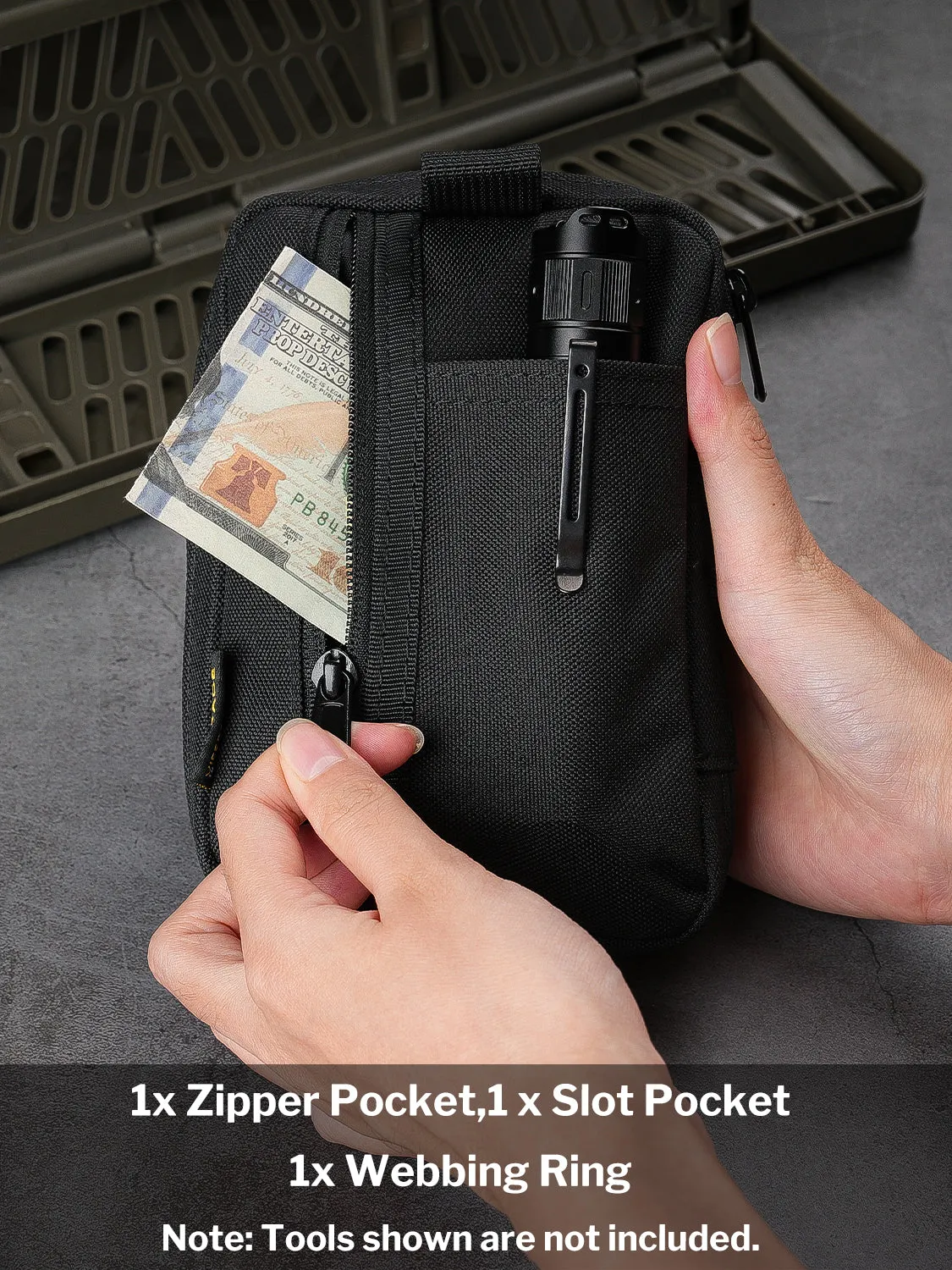 VE32 EDC Pouch, Pocket Organizer with Velcro Area