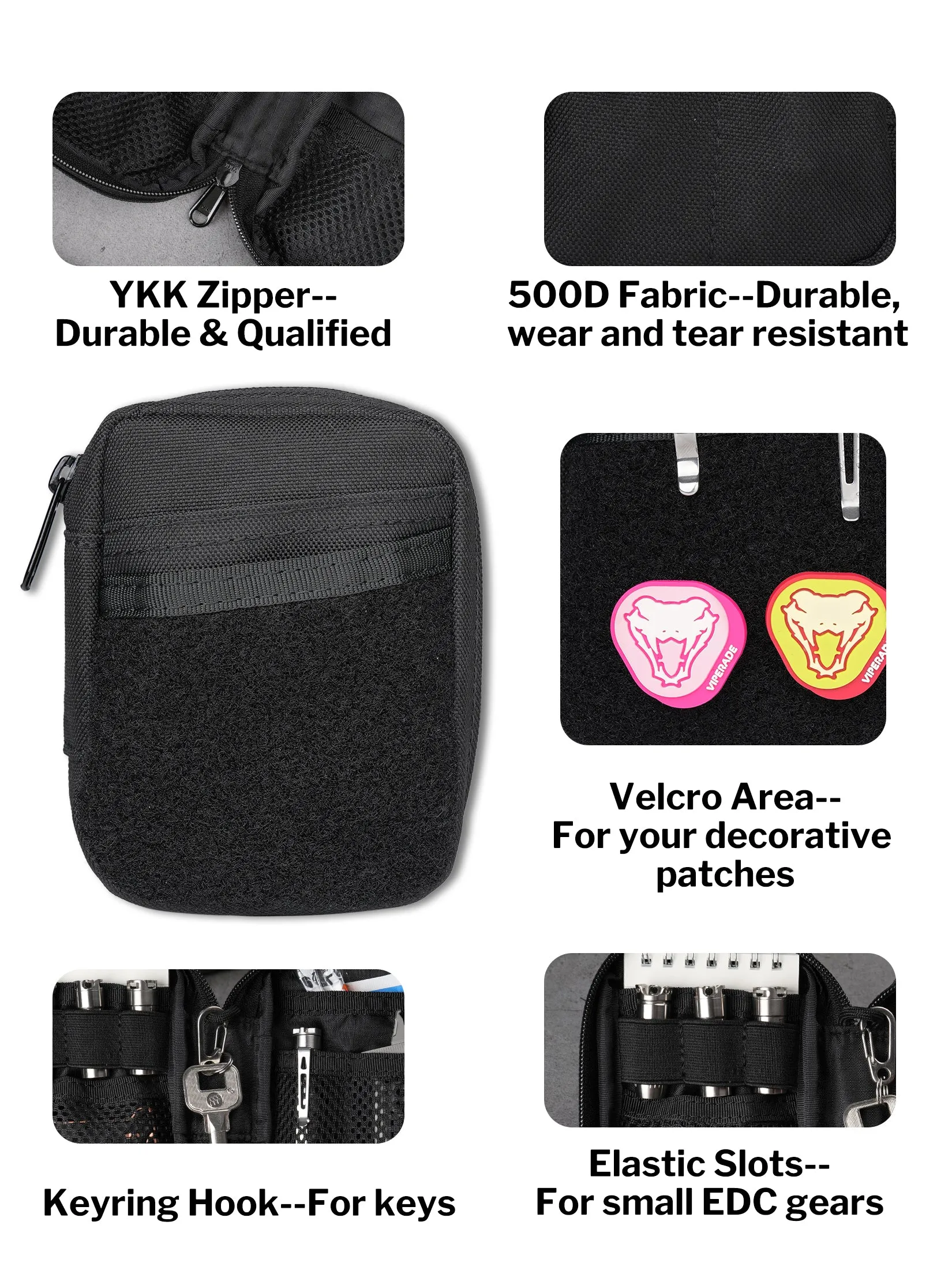 VE32 EDC Pouch, Pocket Organizer with Velcro Area