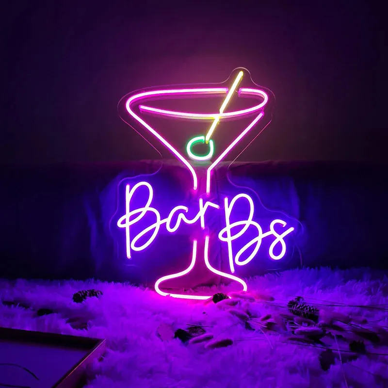 Vibrant 'Bar Bs' Martini Neon Sign – Eye-Catching Decor for Bars & Entertainment Areas