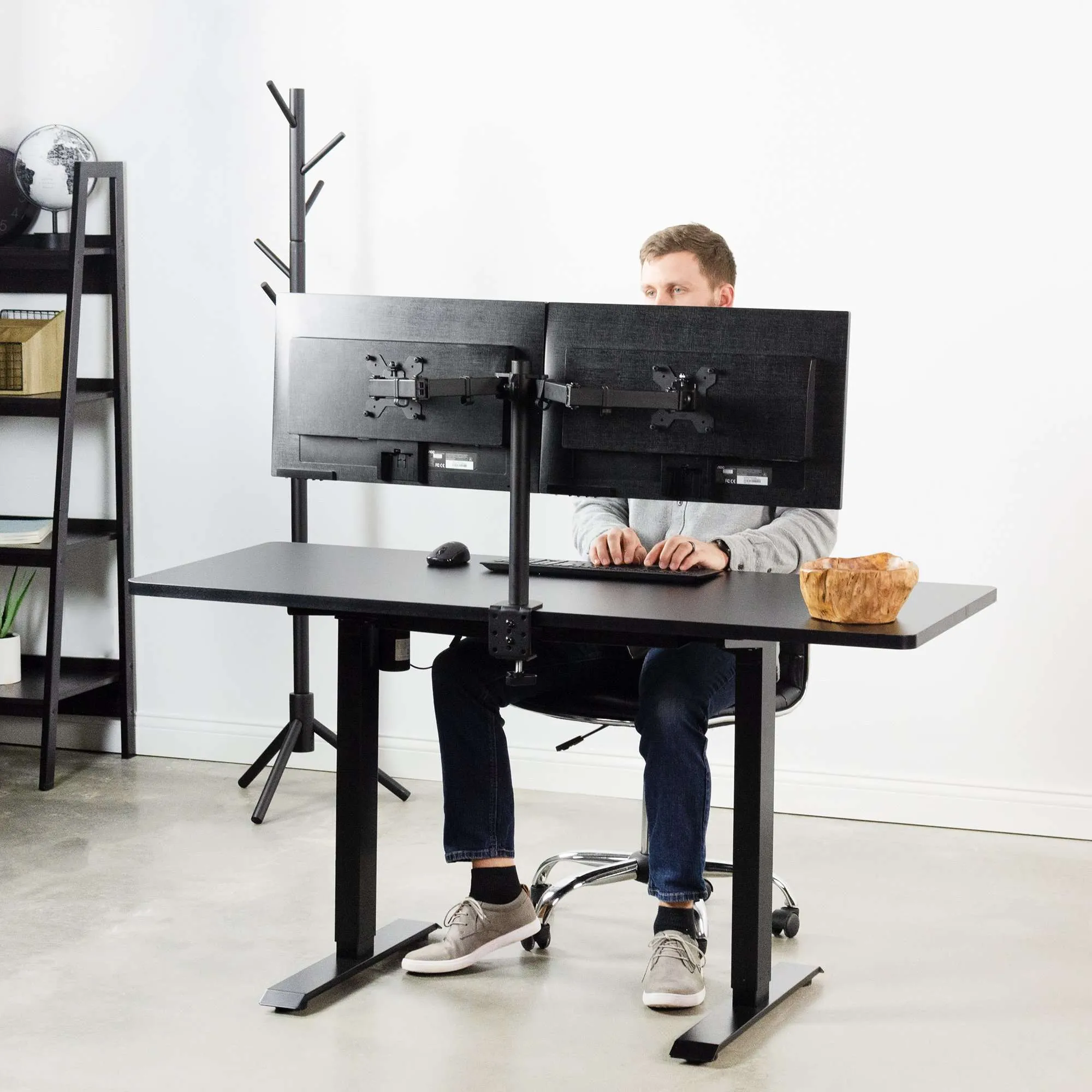 VIVO 33” to 51” Wide Electric Height-adjustable Standing Desk Frame, DESK-V100EB/V100EW