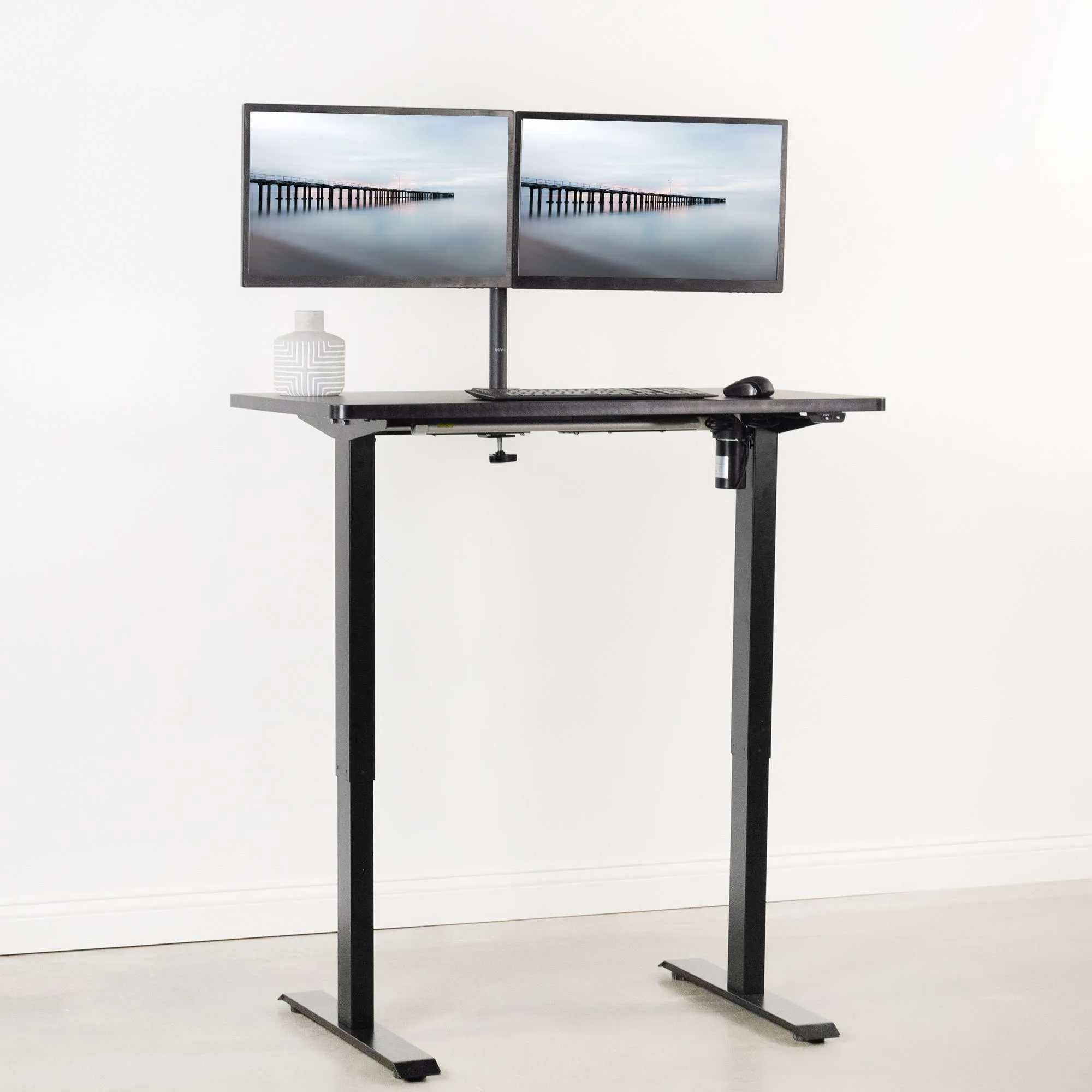 VIVO 33” to 51” Wide Electric Height-adjustable Standing Desk Frame, DESK-V100EB/V100EW