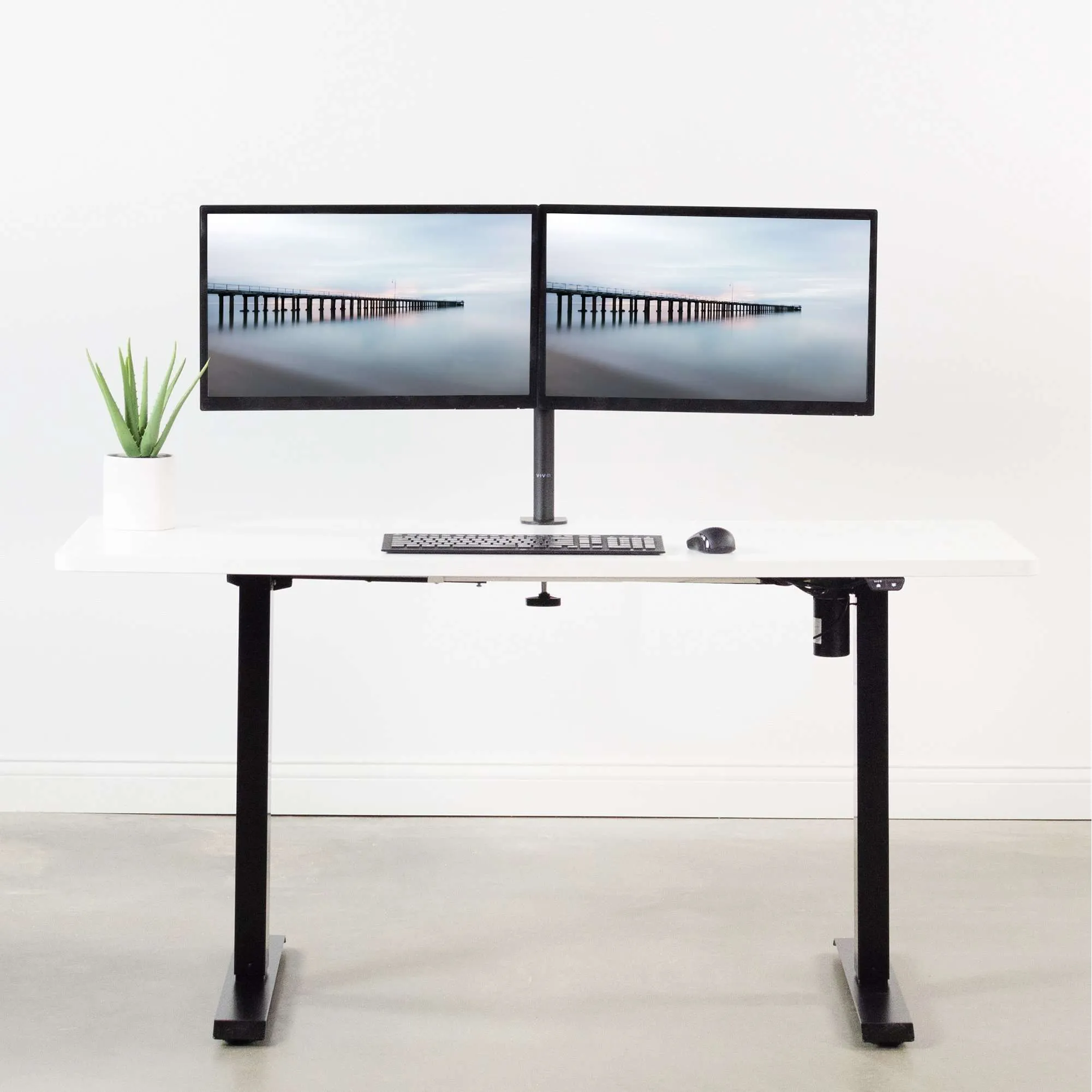 VIVO 33” to 51” Wide Electric Height-adjustable Standing Desk Frame, DESK-V100EB/V100EW