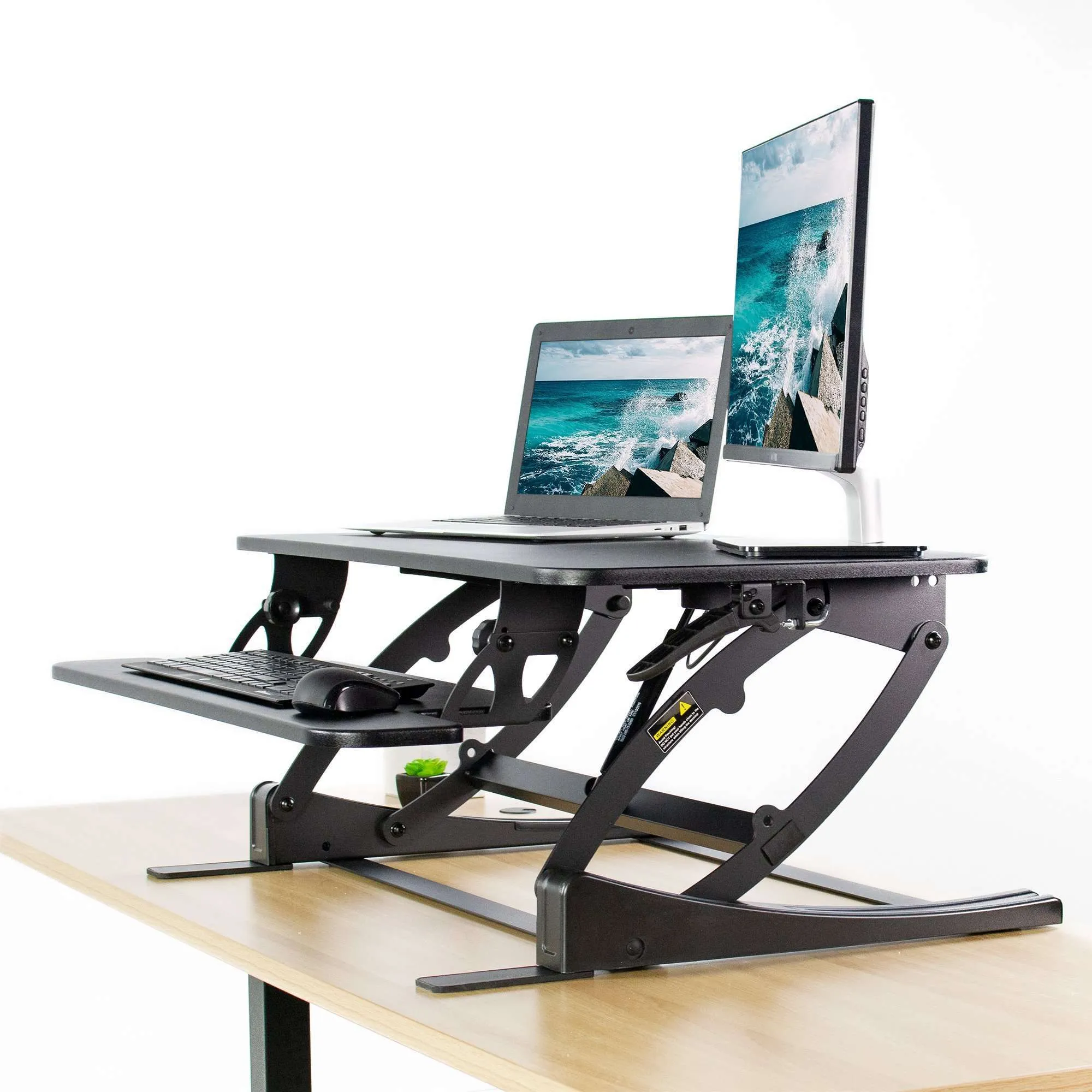 VIVO Black 32" Height-Adjustable Standing Desk Monitor Riser, DESK-V000VS