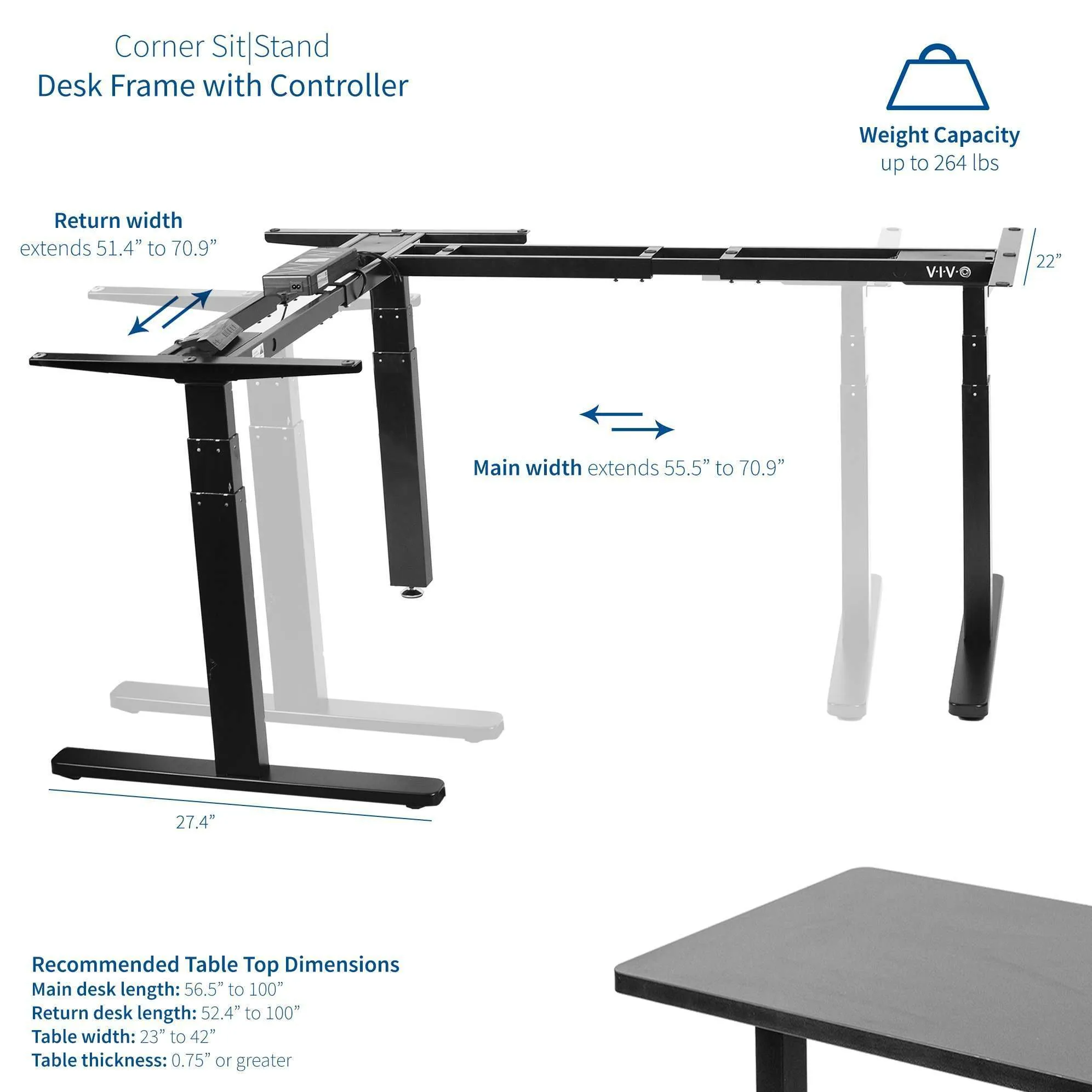 VIVO Black Electric Multi-Motor L-Shaped Corner Desk, DESK-V130EB