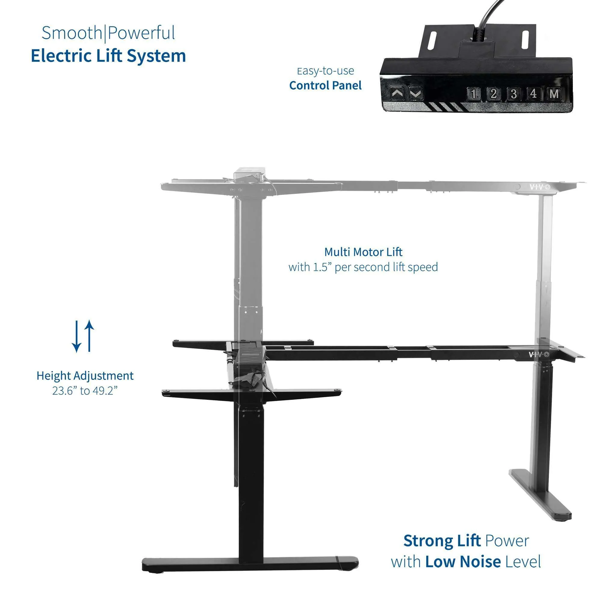 VIVO Black Electric Multi-Motor L-Shaped Corner Desk, DESK-V130EB