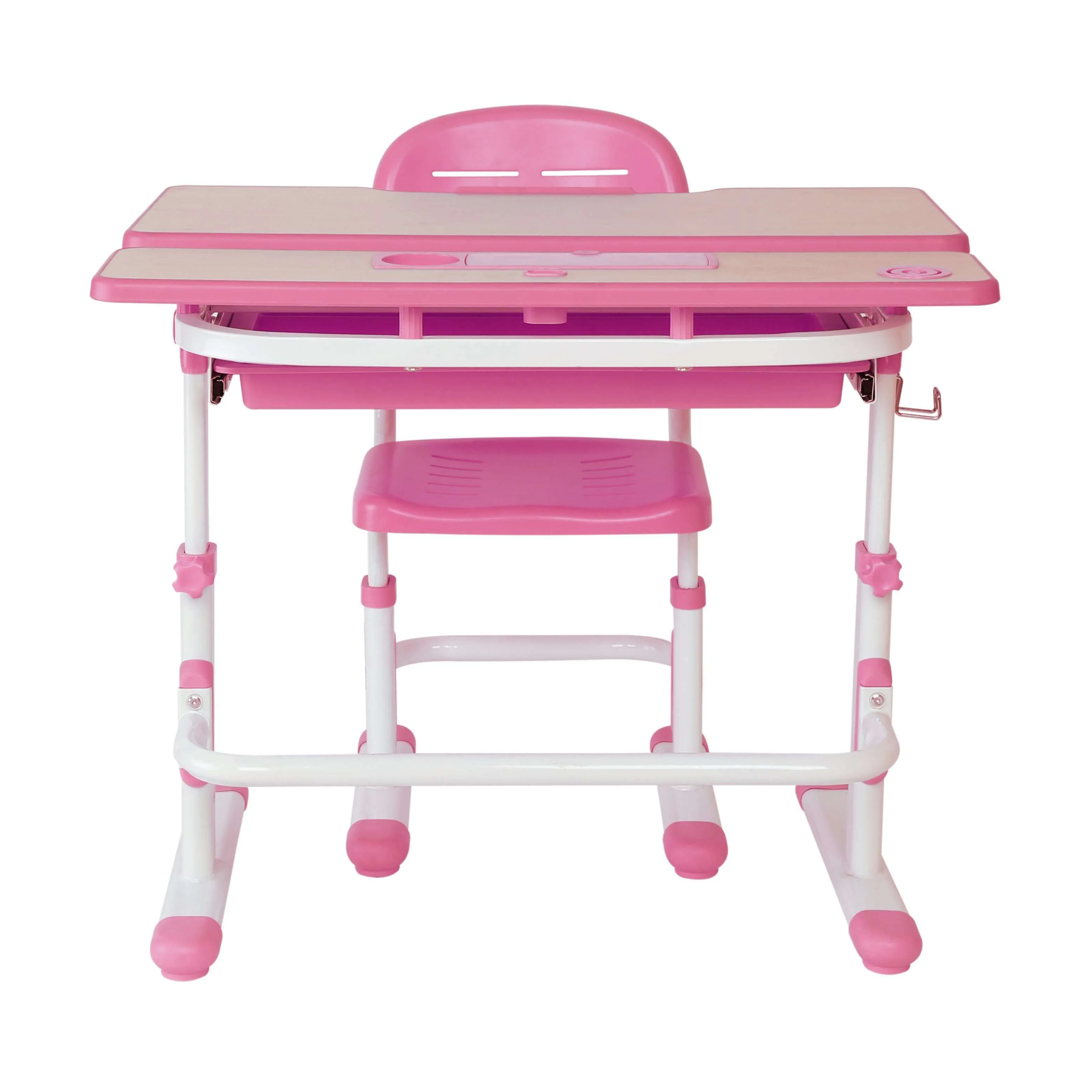 VIVO Deluxe Pink Height-Adjustable Children's Desk & Chair, Kids' Interactive Station w/ LED Lamp Extra Legroom, DESK-V402P