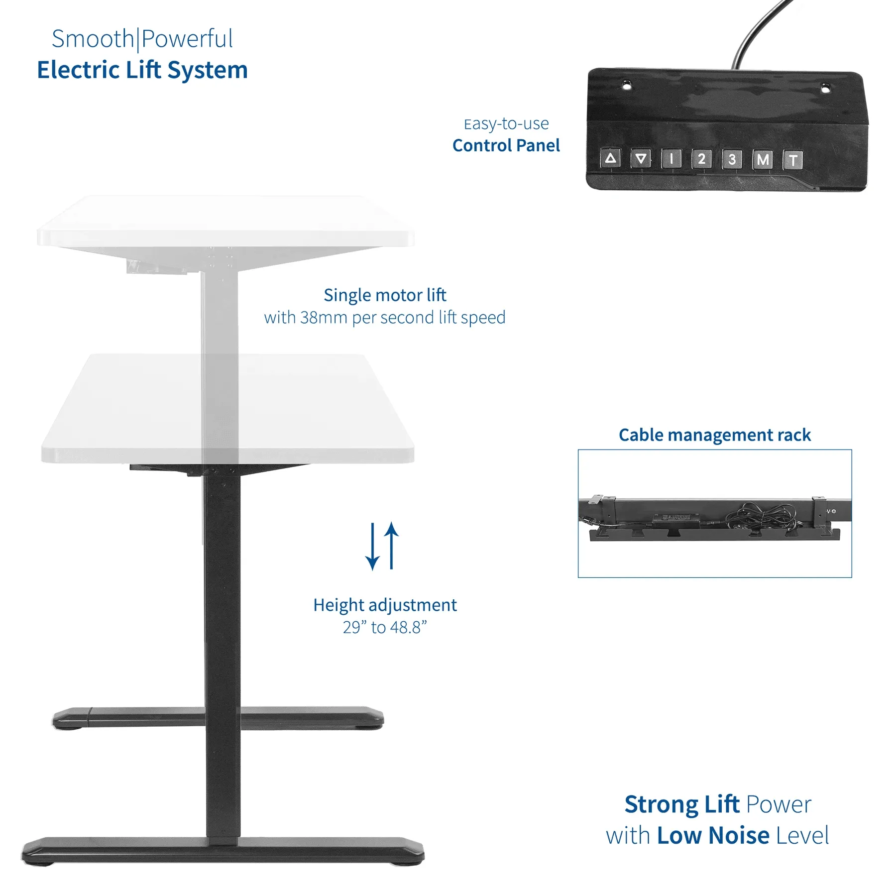 VIVO Electric 60” x 24” Standing Desk w/ White Tabletop Black Frame, DESK-KIT-1B6W