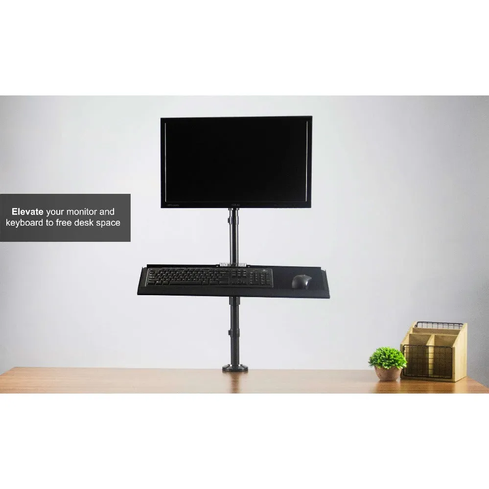 VIVO Sit-to-Stand Single Monitor Desk Mount Workstation, STAND-SIT1B