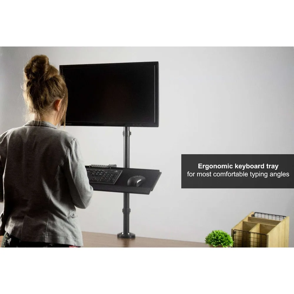 VIVO Sit-to-Stand Single Monitor Desk Mount Workstation, STAND-SIT1B