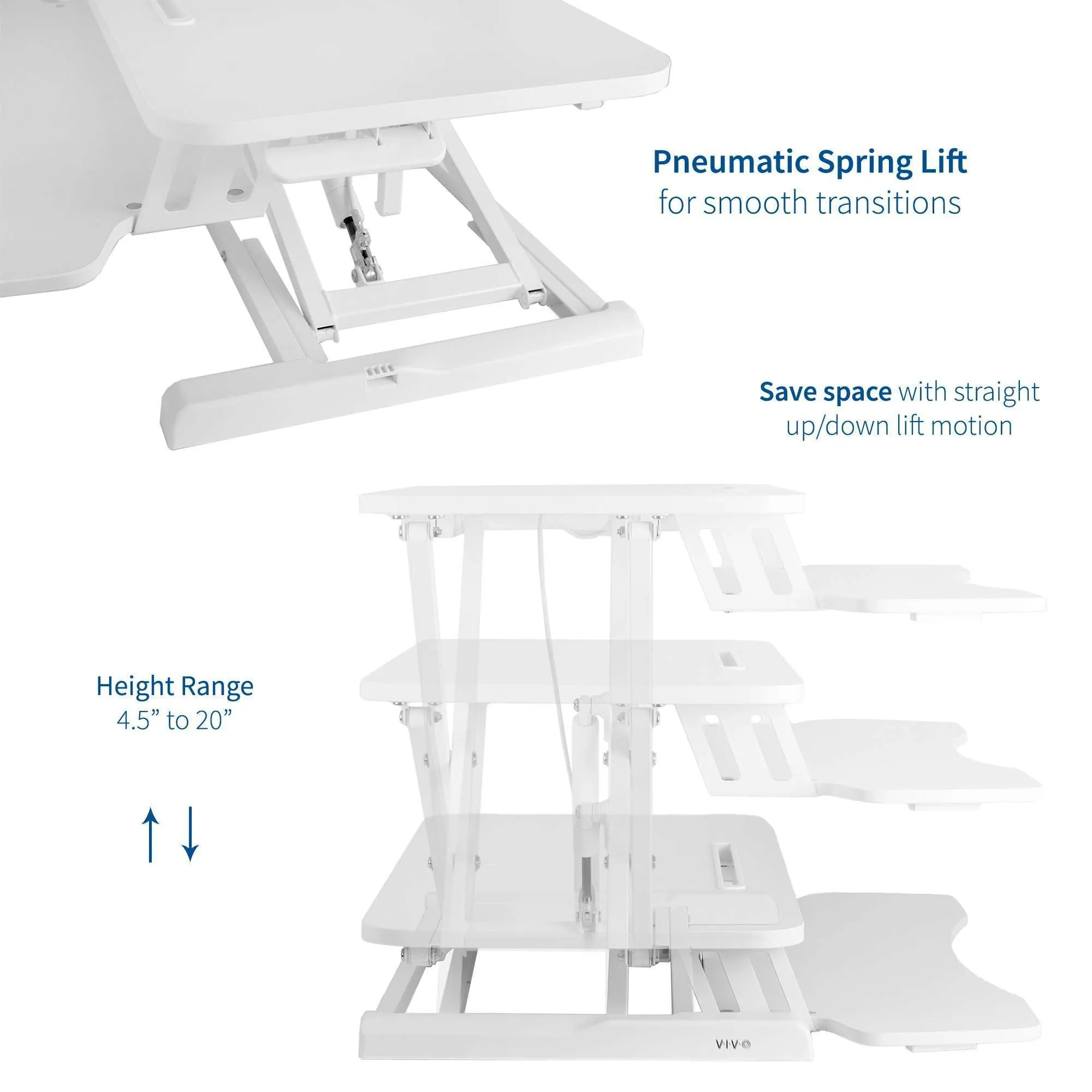 VIVO White 32" Height Adjustable Standing Desk Monitor Riser, DESK-V000KW