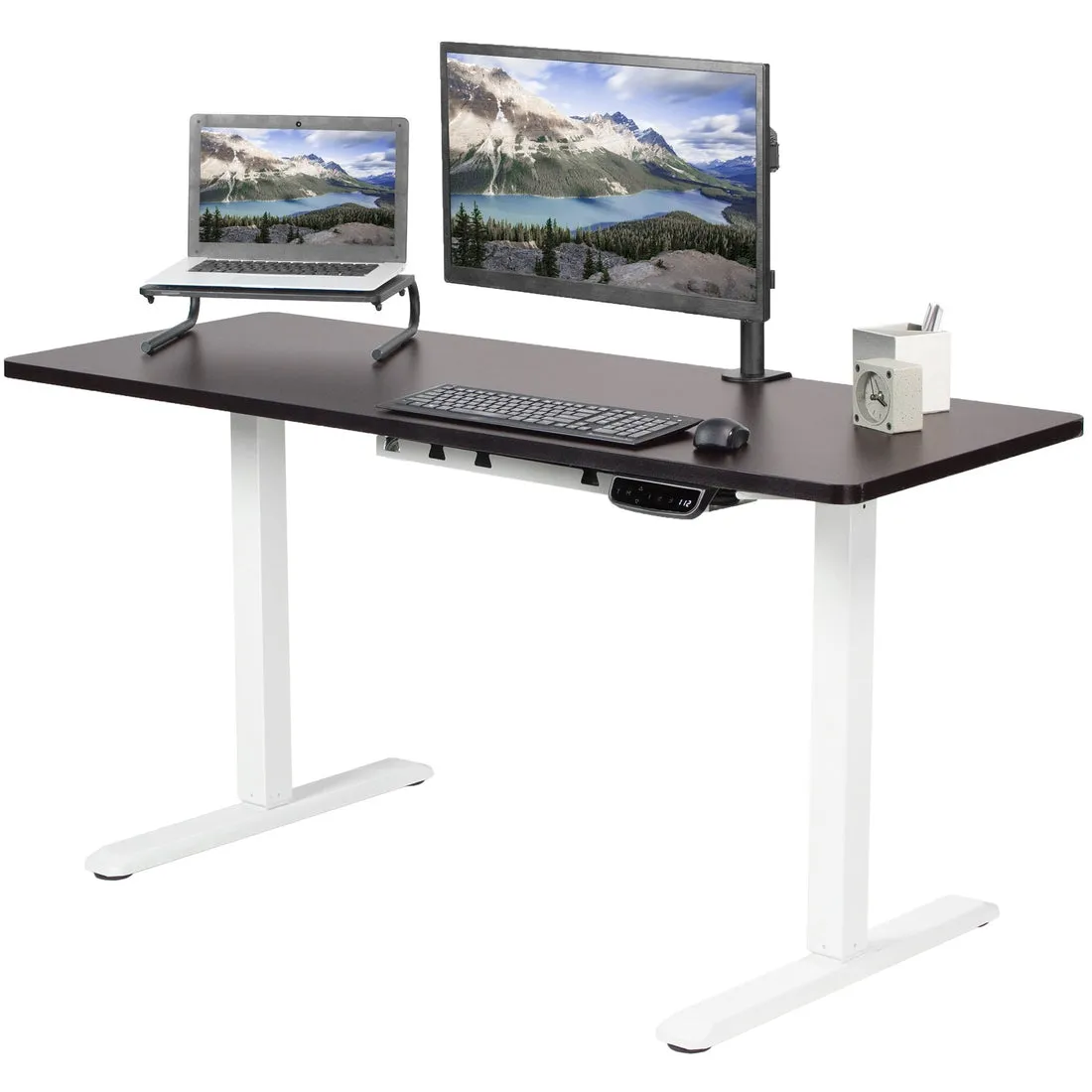 VIVO White-Framed 60" x 24" Electric Height-Adjustable Standing Desk, DESK-KIT-2EW6W/2EW6B/2EW6D/2EW6E