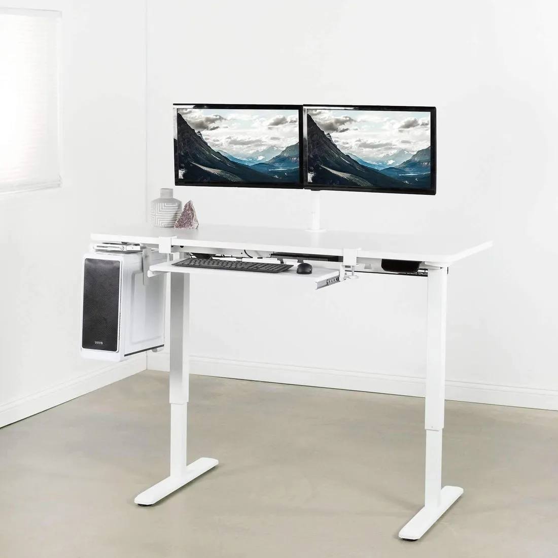 VIVO White-Framed 60" x 24" Electric Height-Adjustable Standing Desk, DESK-KIT-2EW6W/2EW6B/2EW6D/2EW6E