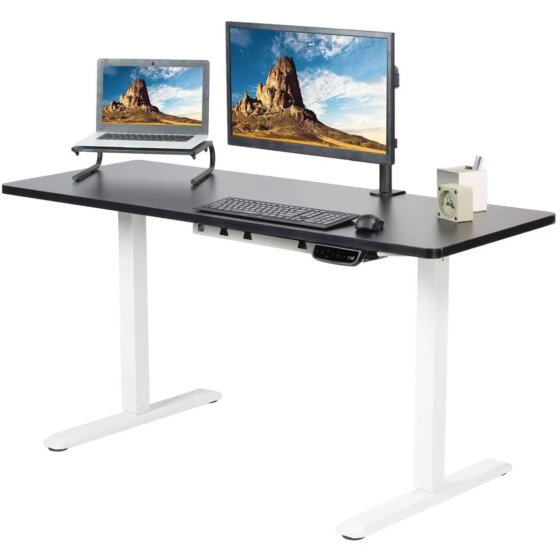 VIVO White-Framed 60" x 24" Electric Height-Adjustable Standing Desk, DESK-KIT-2EW6W/2EW6B/2EW6D/2EW6E