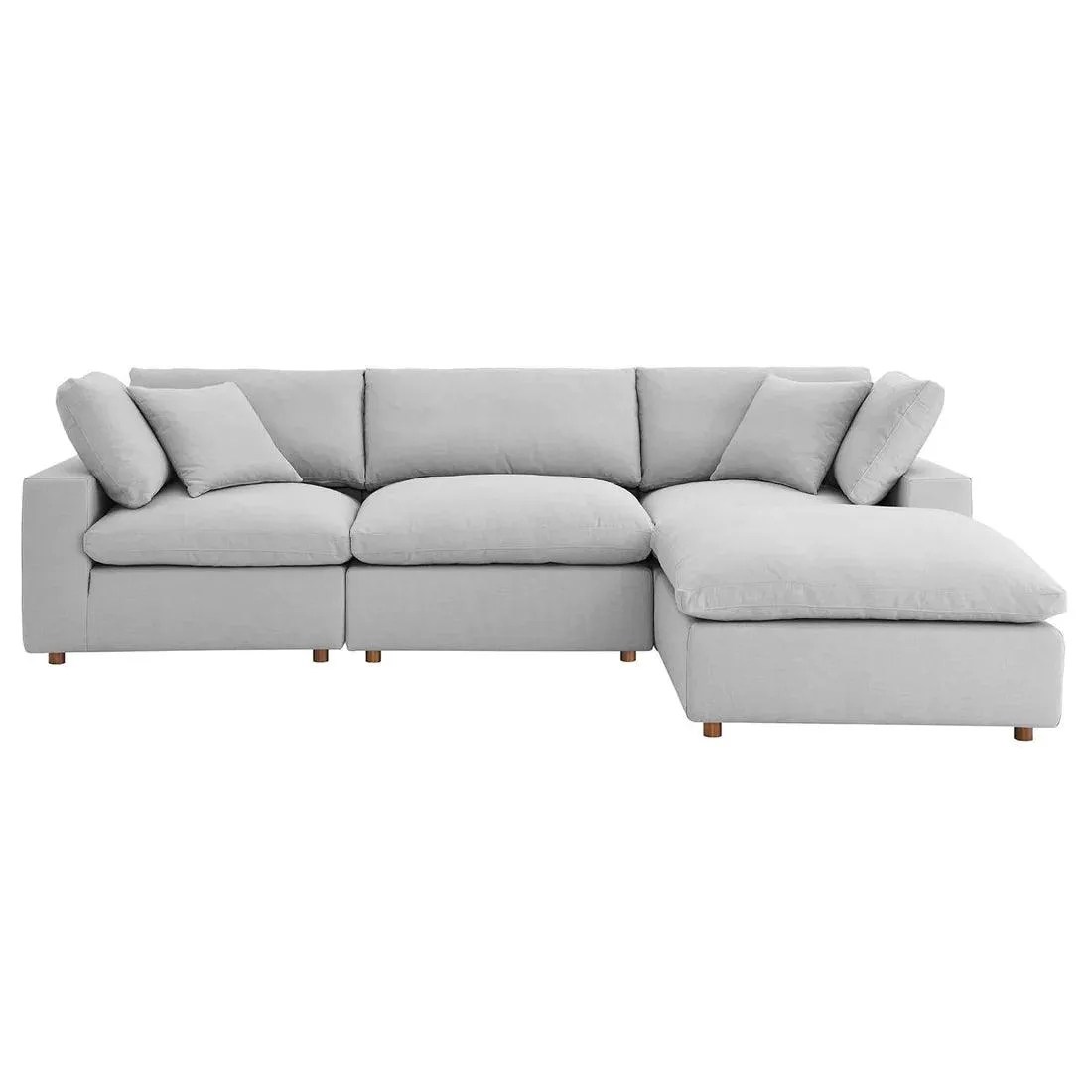 Wooden Twist Modernize Relleno L-Shape 4 Piece Sectional Sofa Set