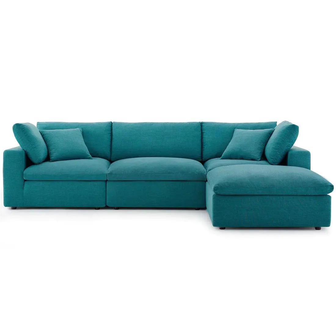 Wooden Twist Modernize Relleno L-Shape 4 Piece Sectional Sofa Set